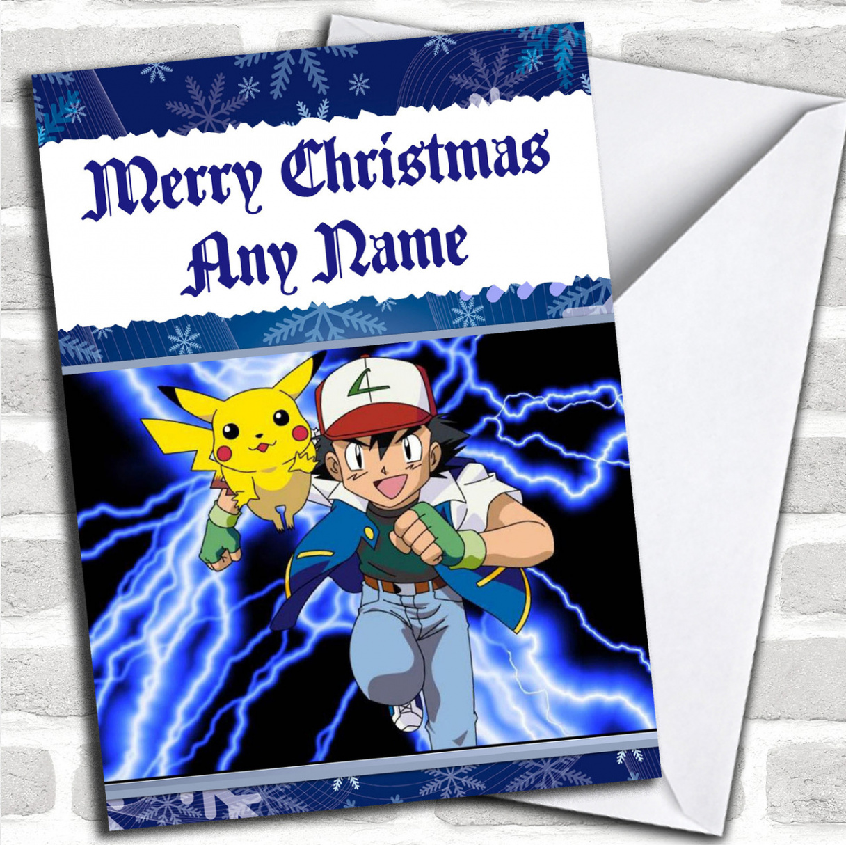 Pokemon Personalized Christmas Card - Red Heart Print