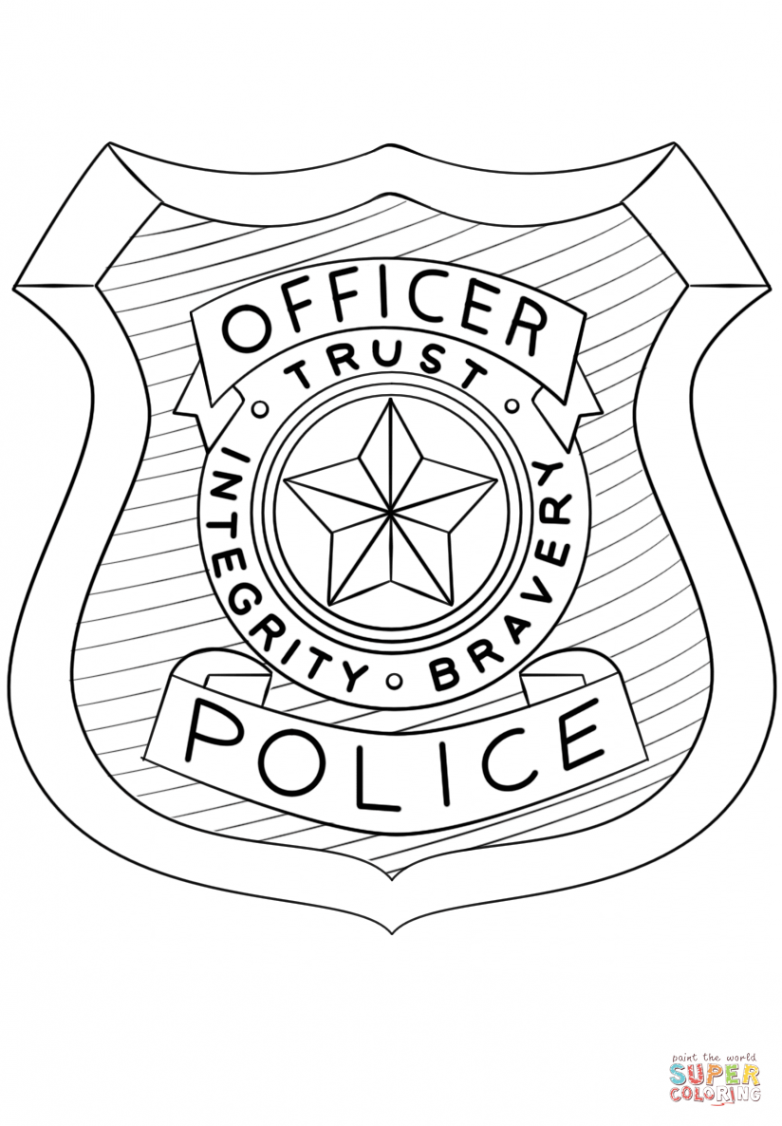 Police Officer Badge coloring page  Free Printable Coloring Pages