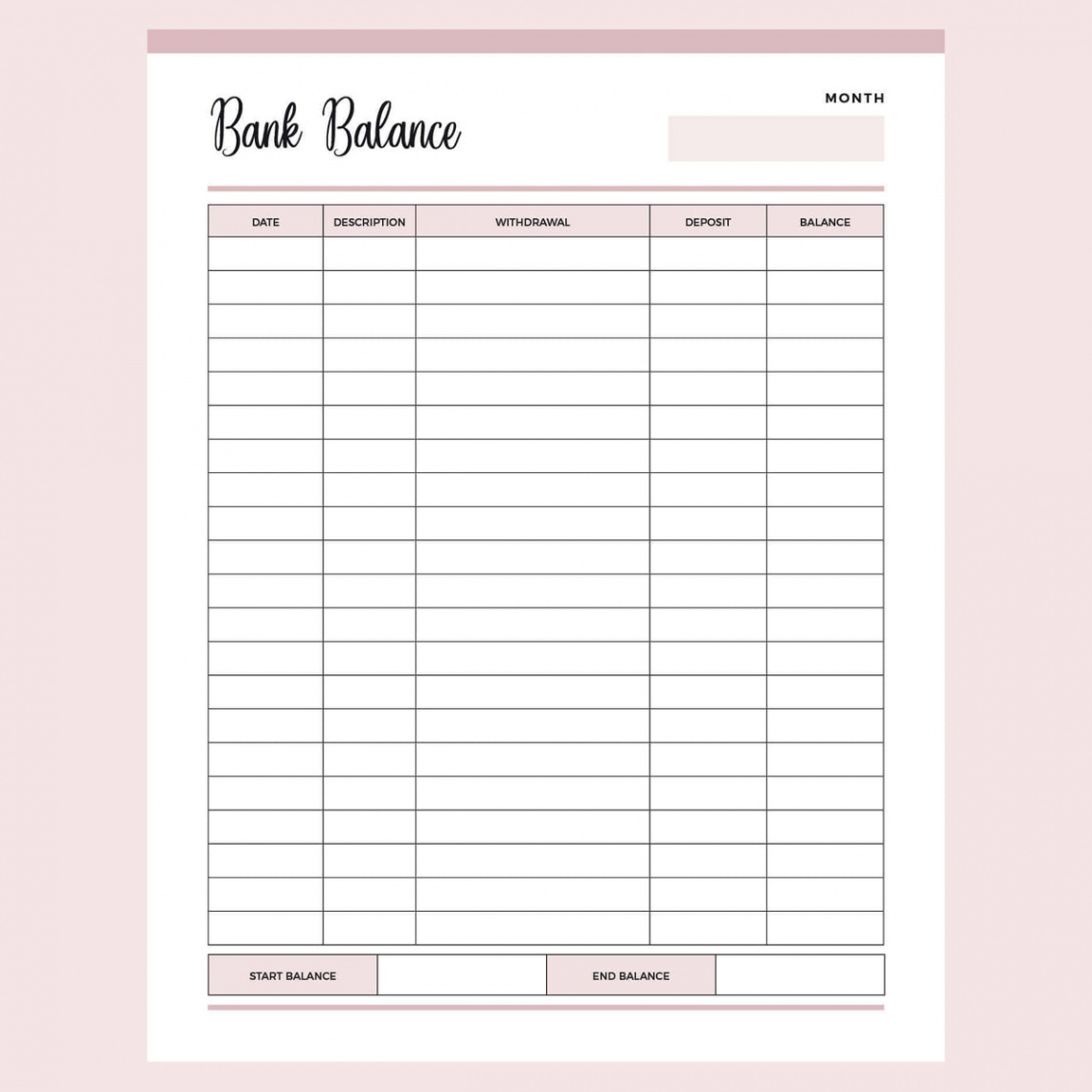 Printable Balance Sheet Template  Instant Download PDF  A & Letter