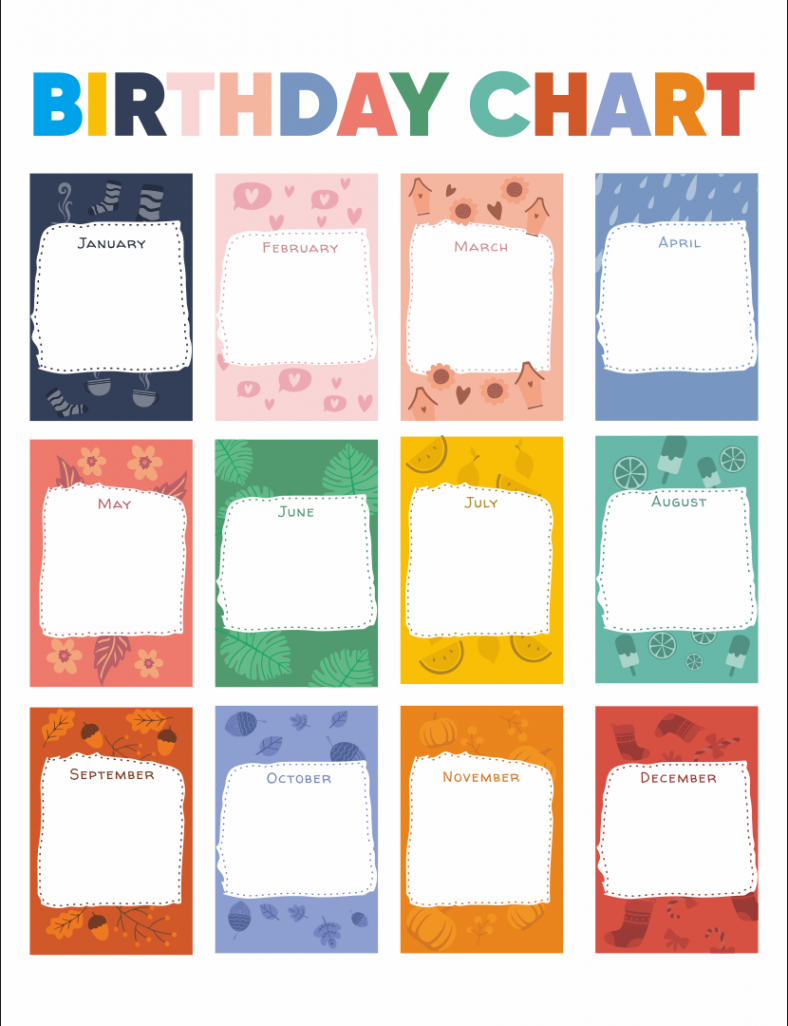 Printable Birthday Chart  Birthday charts, Classroom birthday