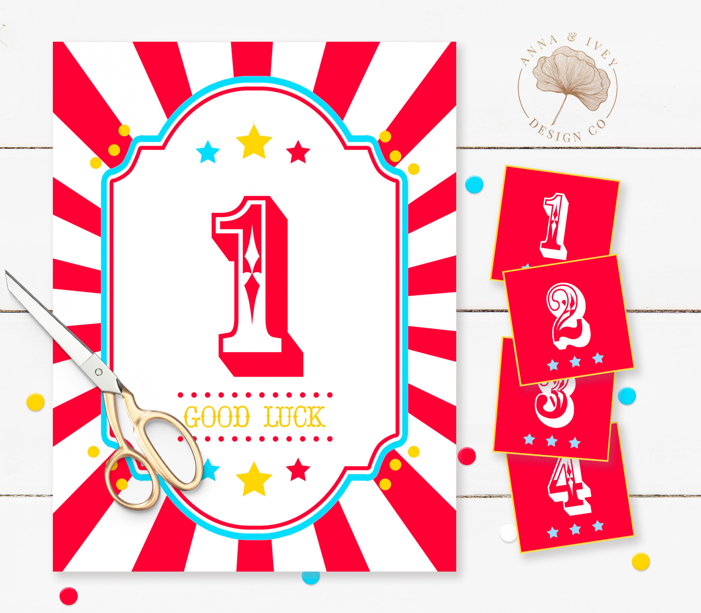 Printable Bright Red Circus/Carnival Cake Walk Game - Anna & Ivey