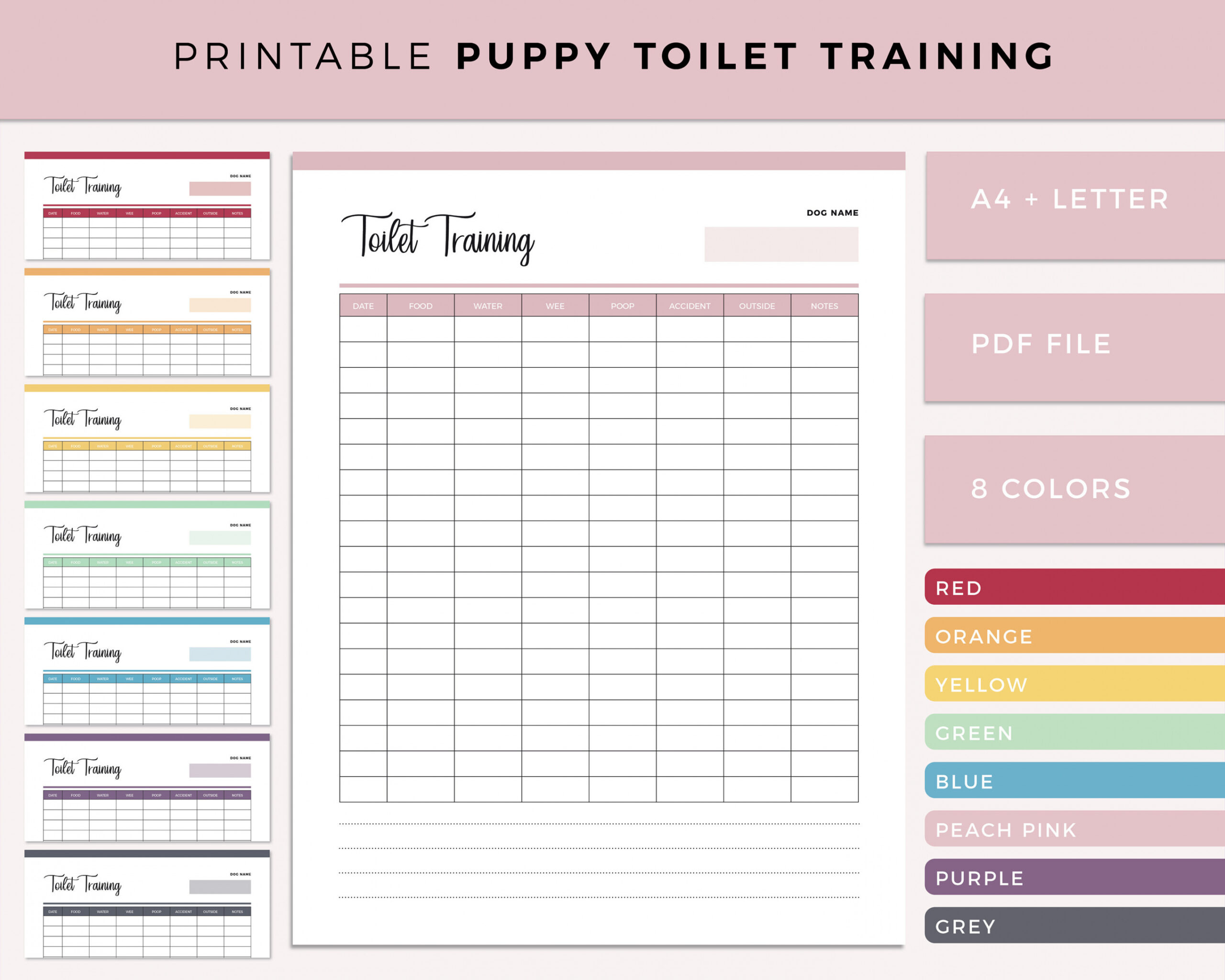 Printable Dog Potty Training Log Puppy Toilet Training - Etsy