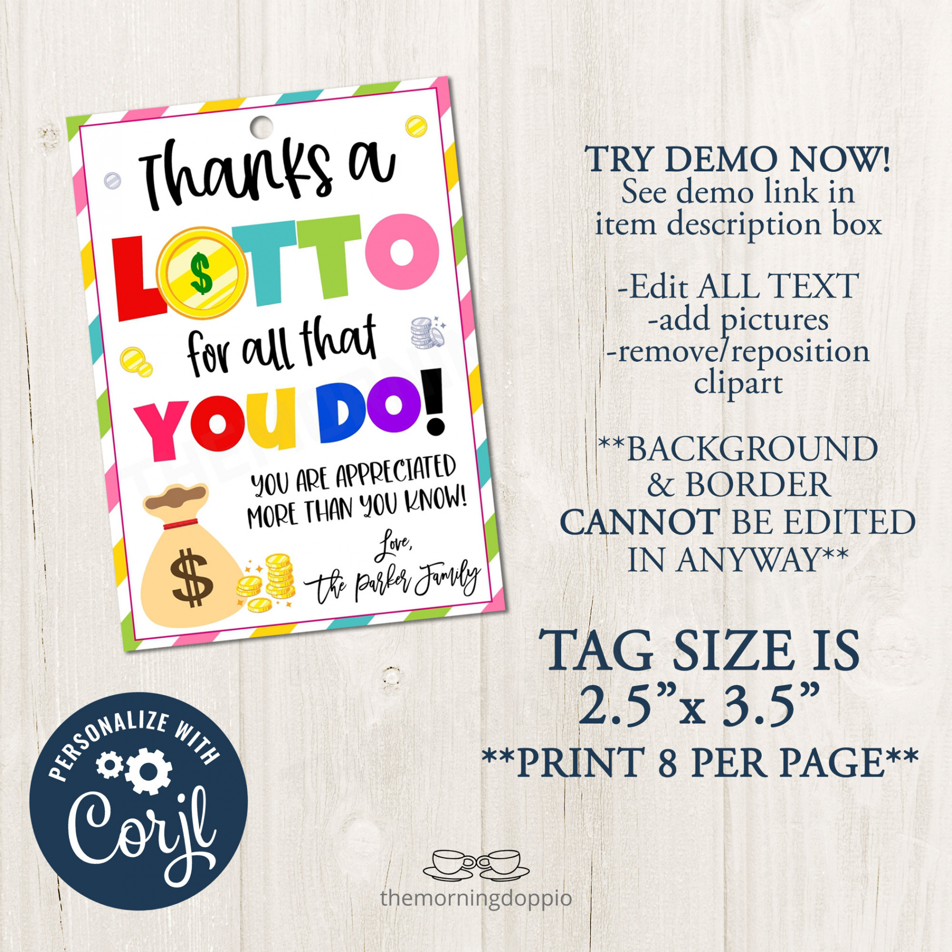 Printable/Editable Thanks a Lotto for all you do lottery - Etsy