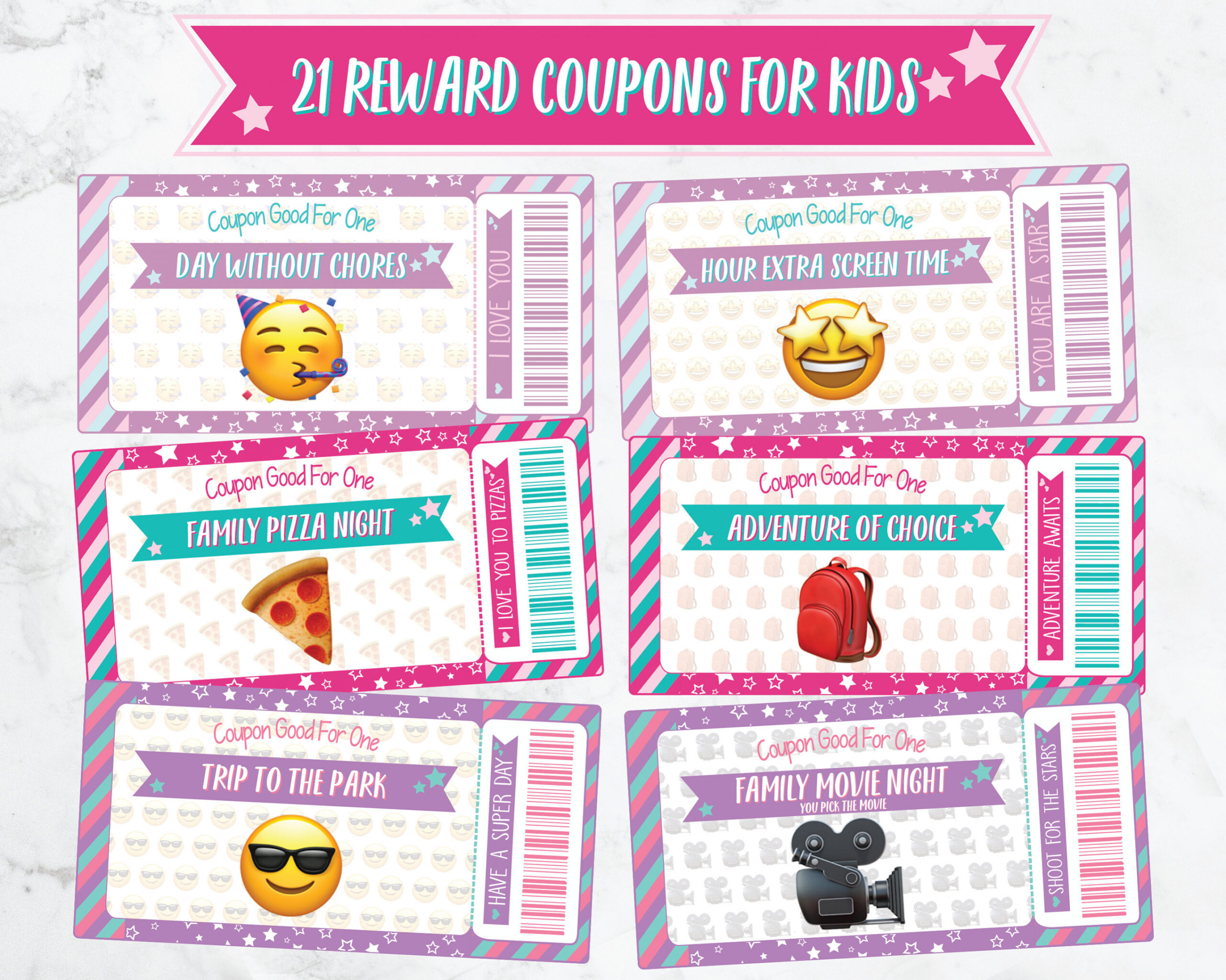 Printable Emoji Reward Coupons for Kids Kid Reward Coupons - Etsy