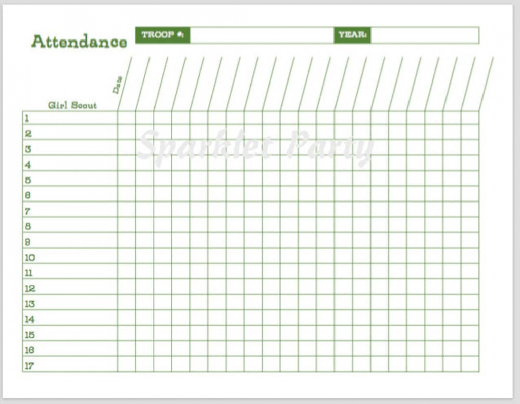 Printable Girl Scout Attendance Sheet - Etsy