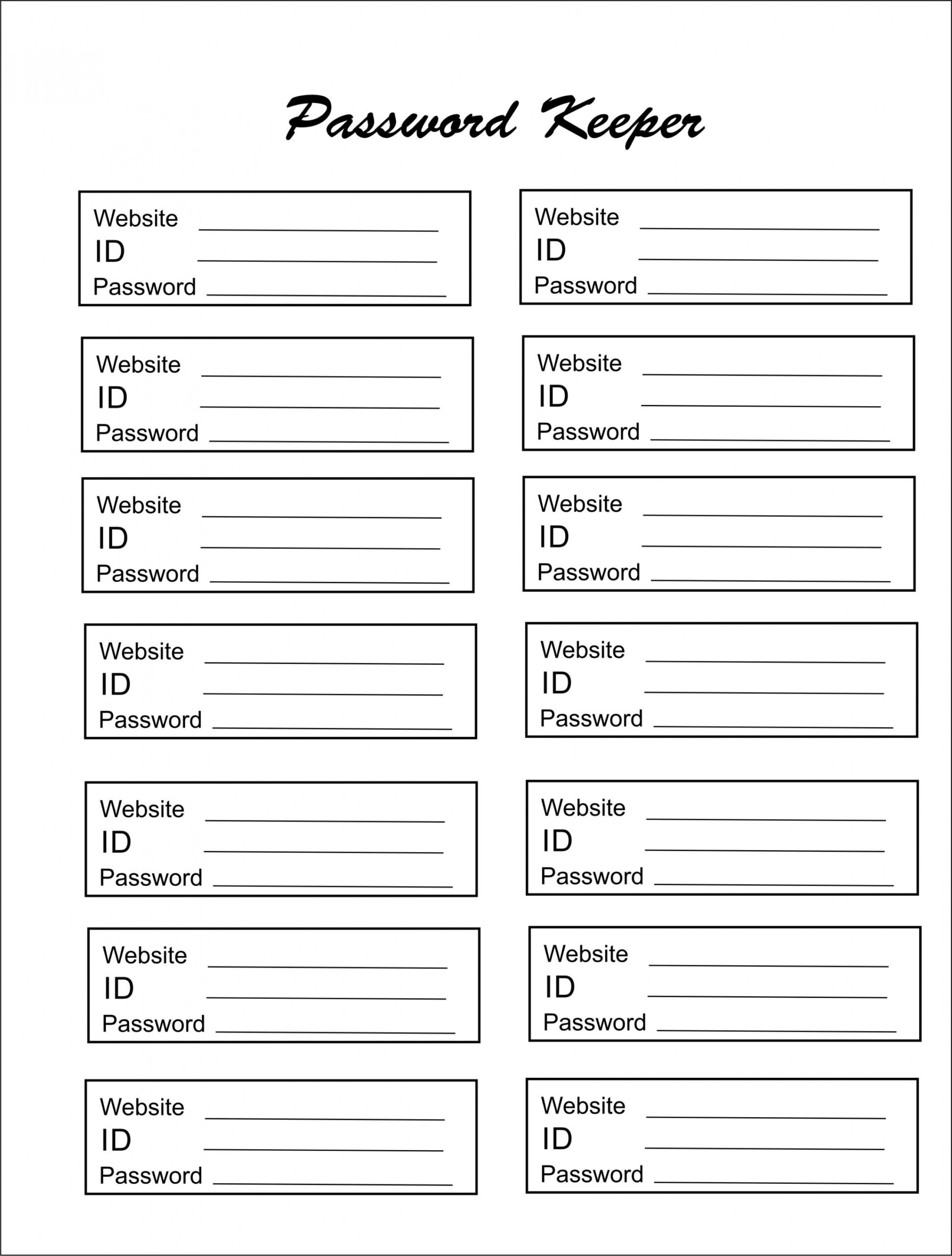 Printable Password Keeper  Password keeper printable, Password