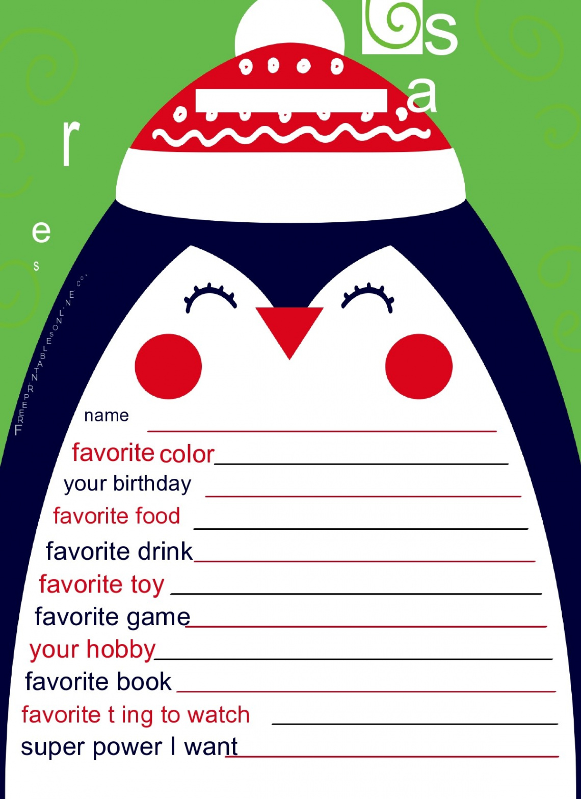 Printable Secret Santa Questionnaire Templates ᐅ TemplateLab