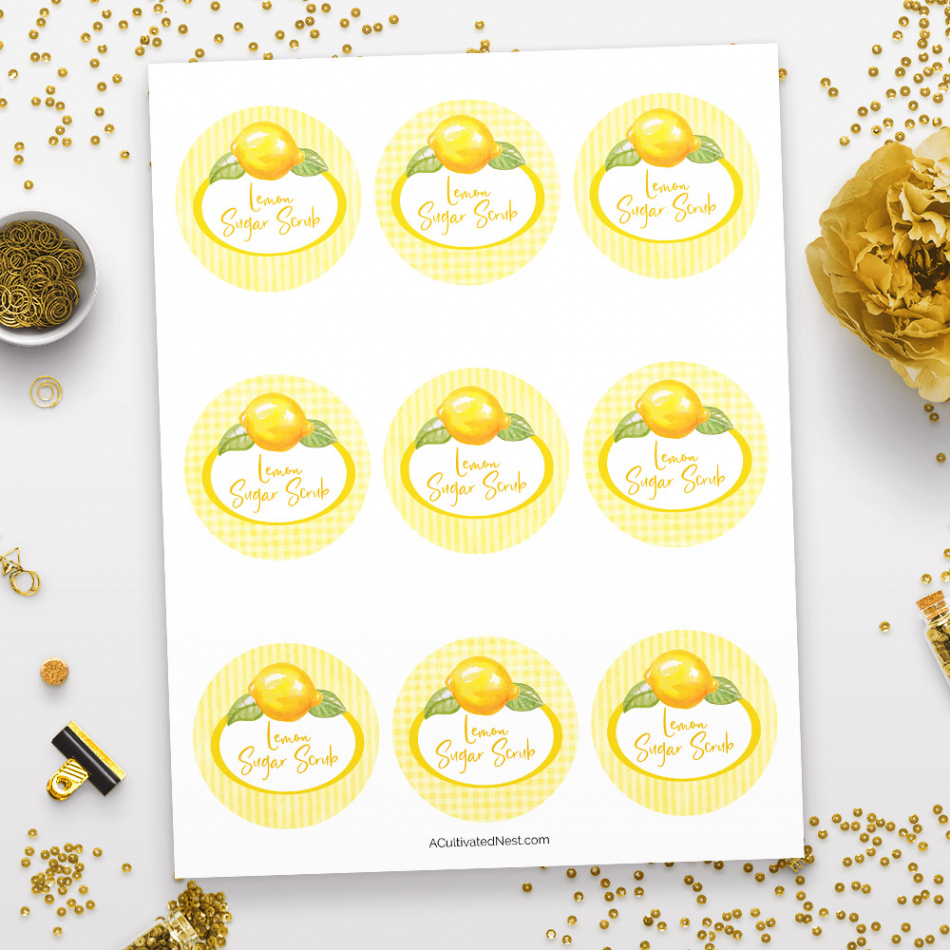 Printable Sugar Scrub Labels- Lemon