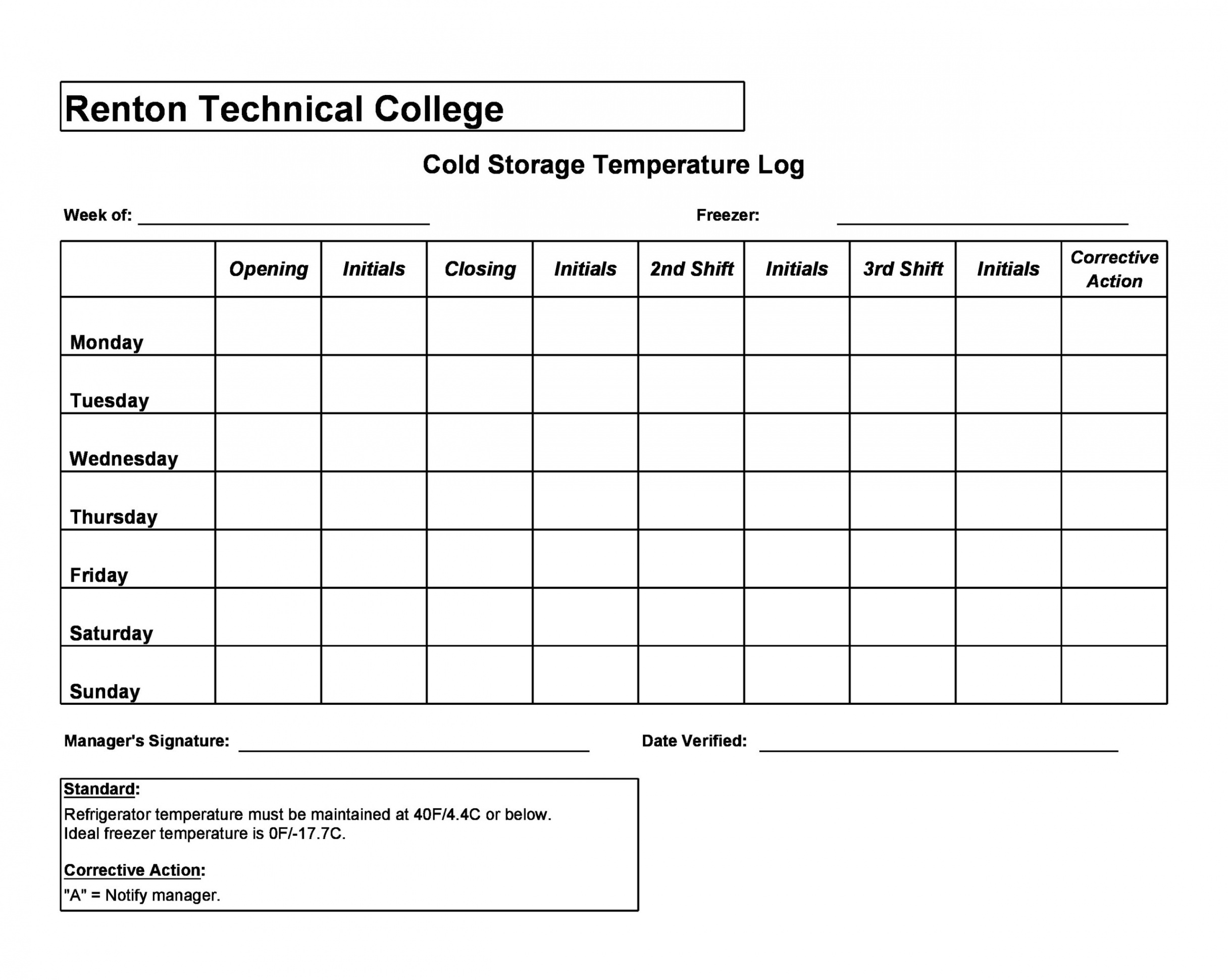 Printable Temperature Log Sheets (Word, Excel, PDF)