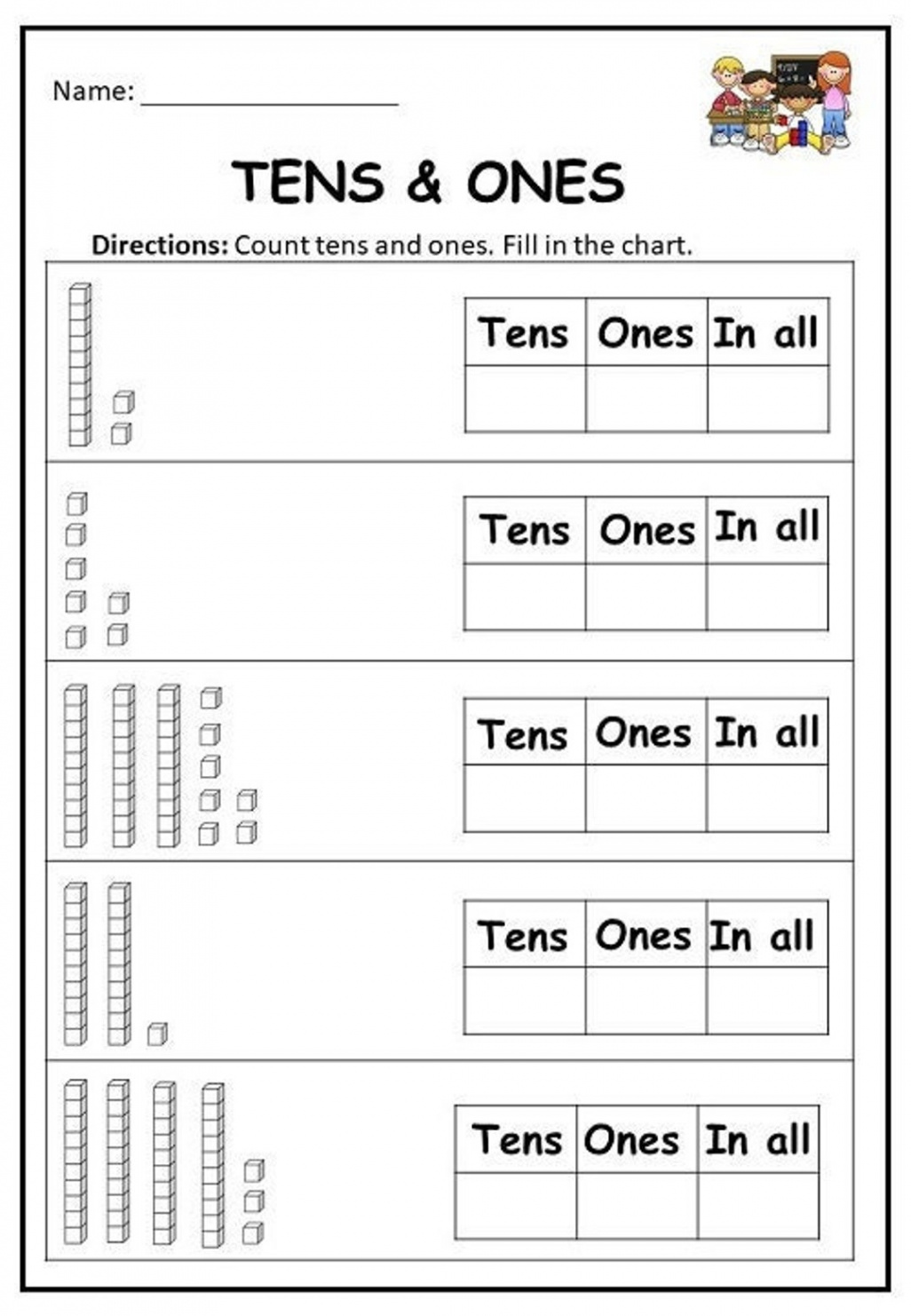 Printable Tens and Ones Worksheets numbers -0 for - Etsy Finland