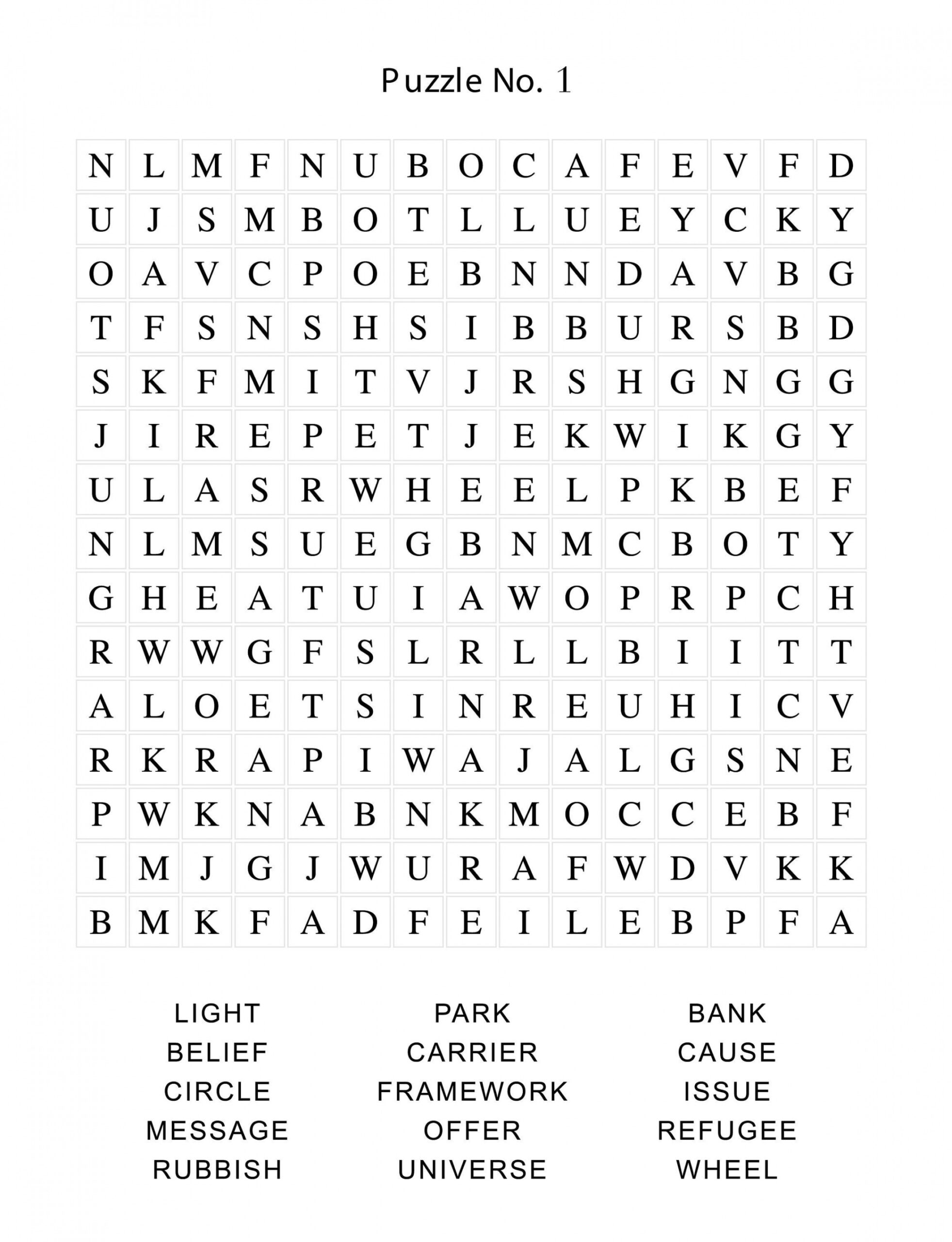 Printable Word Search Puzzles Incl