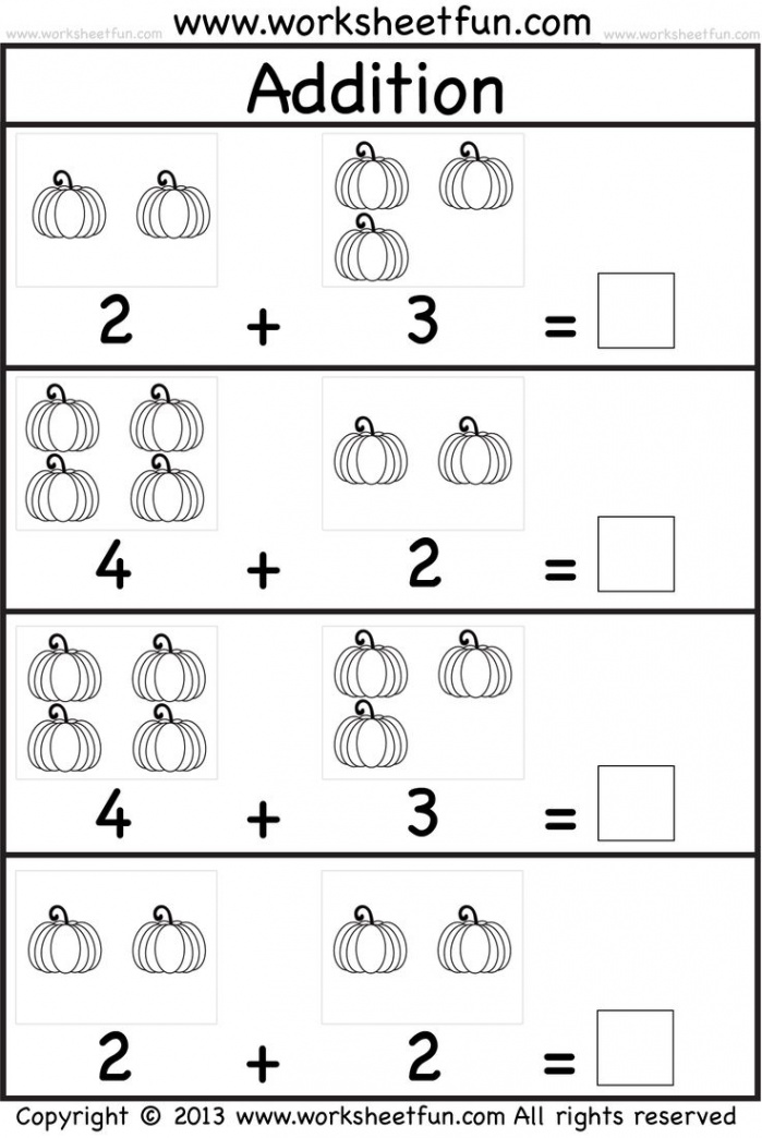 Pumpkin Picture Addition – Kindergarten Addition Worksheet / FREE