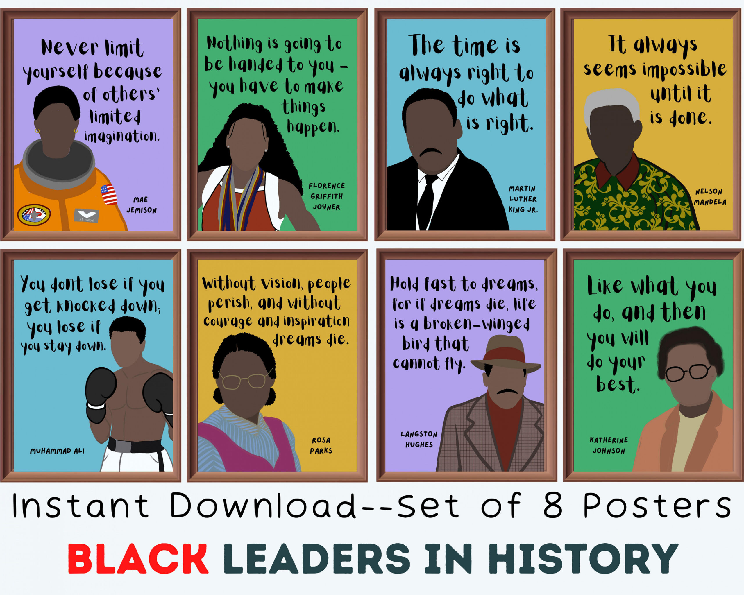 Rainbow Black Leaders in History set of  Printable Posters - Etsy