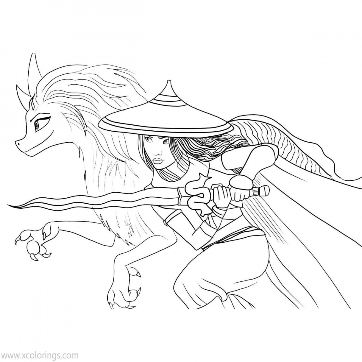 Raya And The Last Dragon Coloring Pages Outline