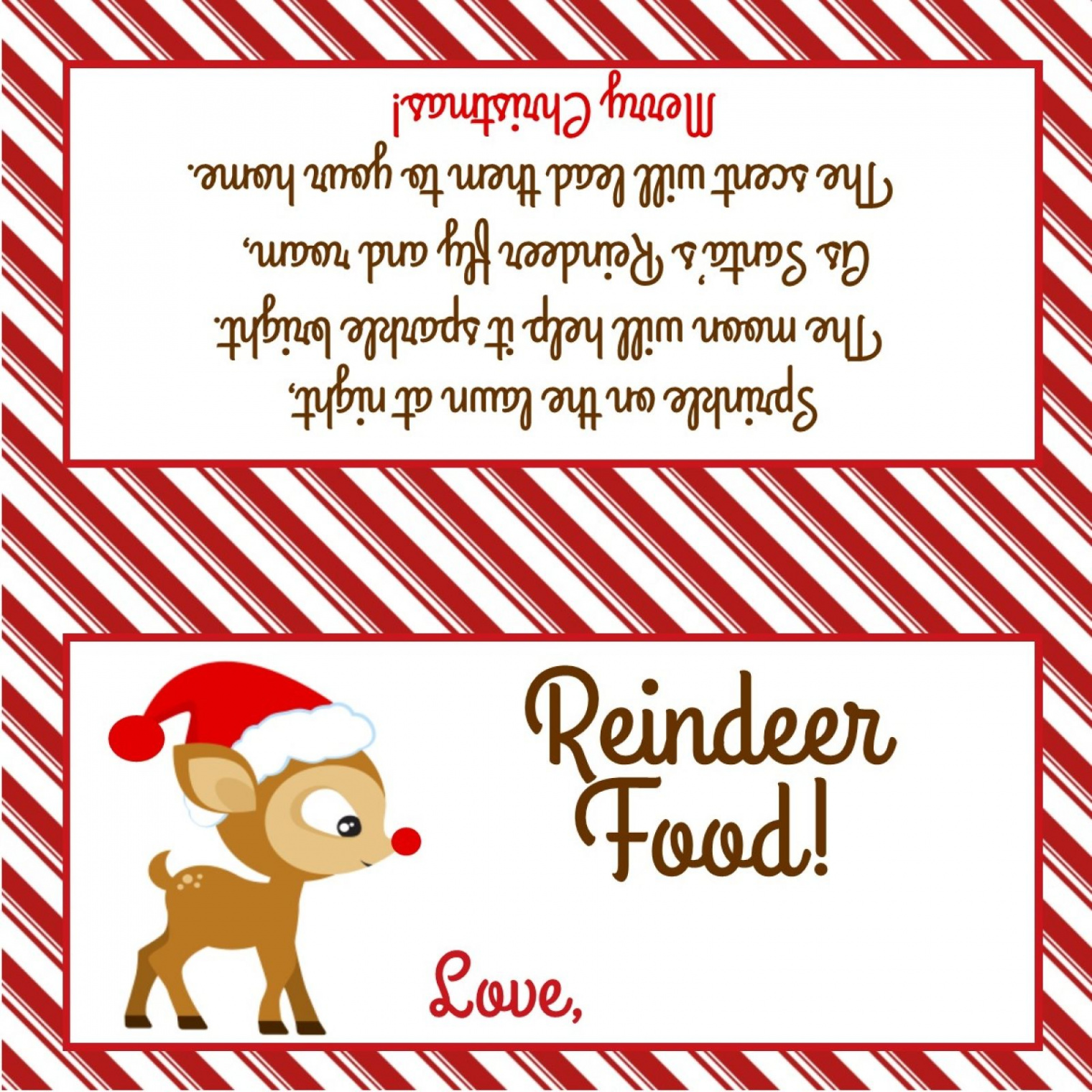 Reindeer Food - Treat Bag Topper - Digital File - You print