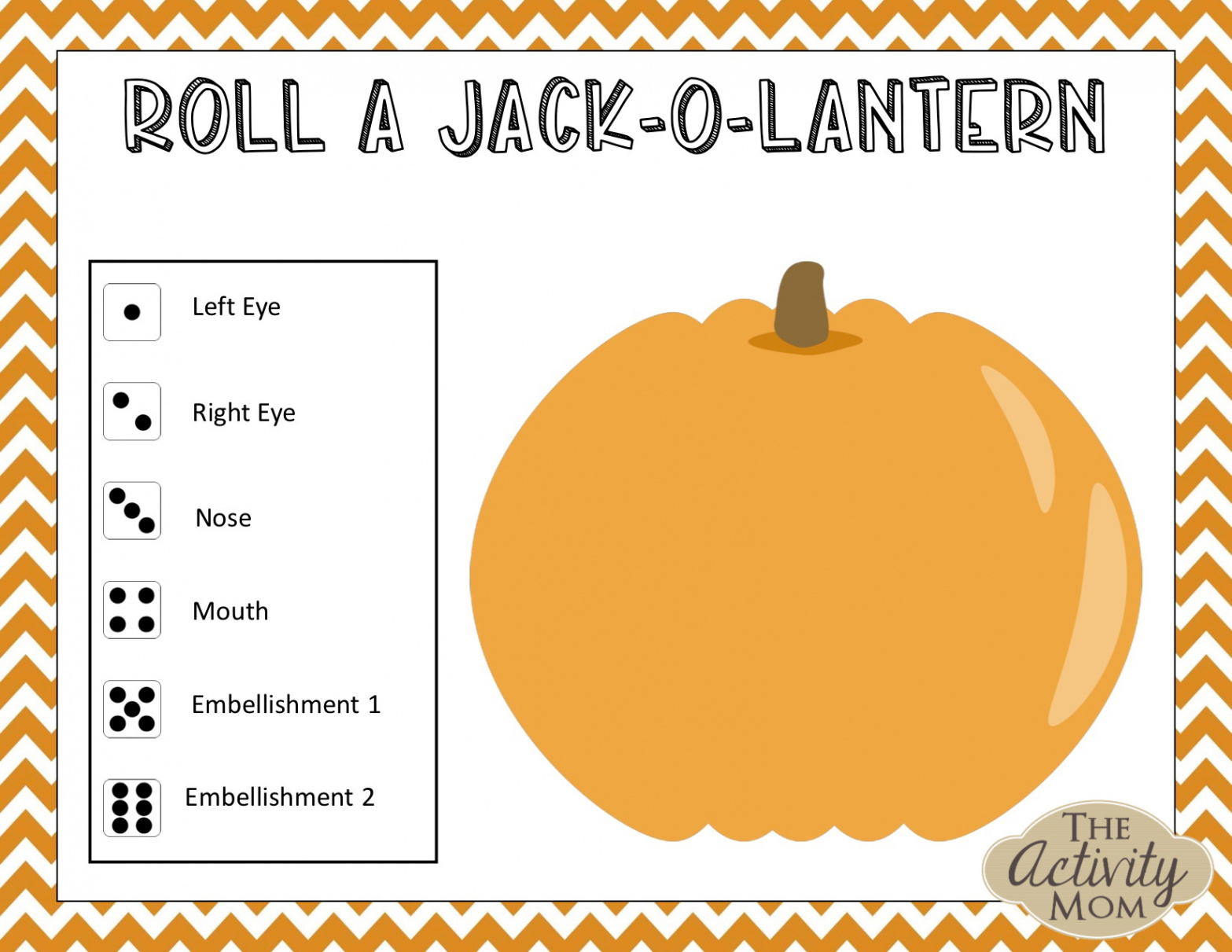 Roll a Jack-O-Lantern Game - The Activity Mom