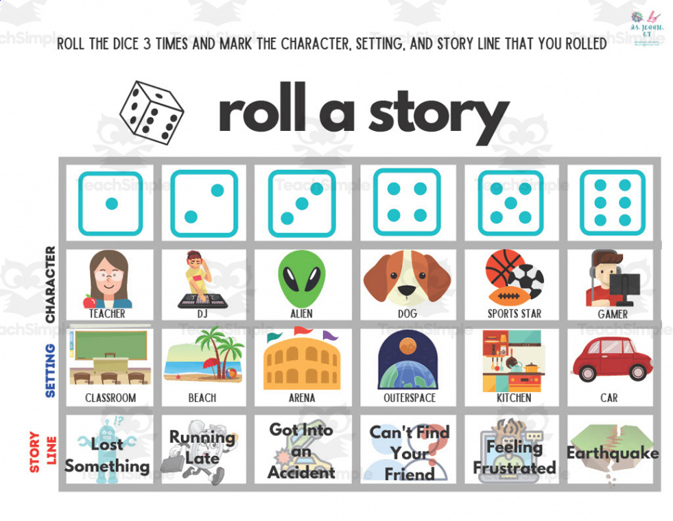 Roll A Story Printable by Teach Simple