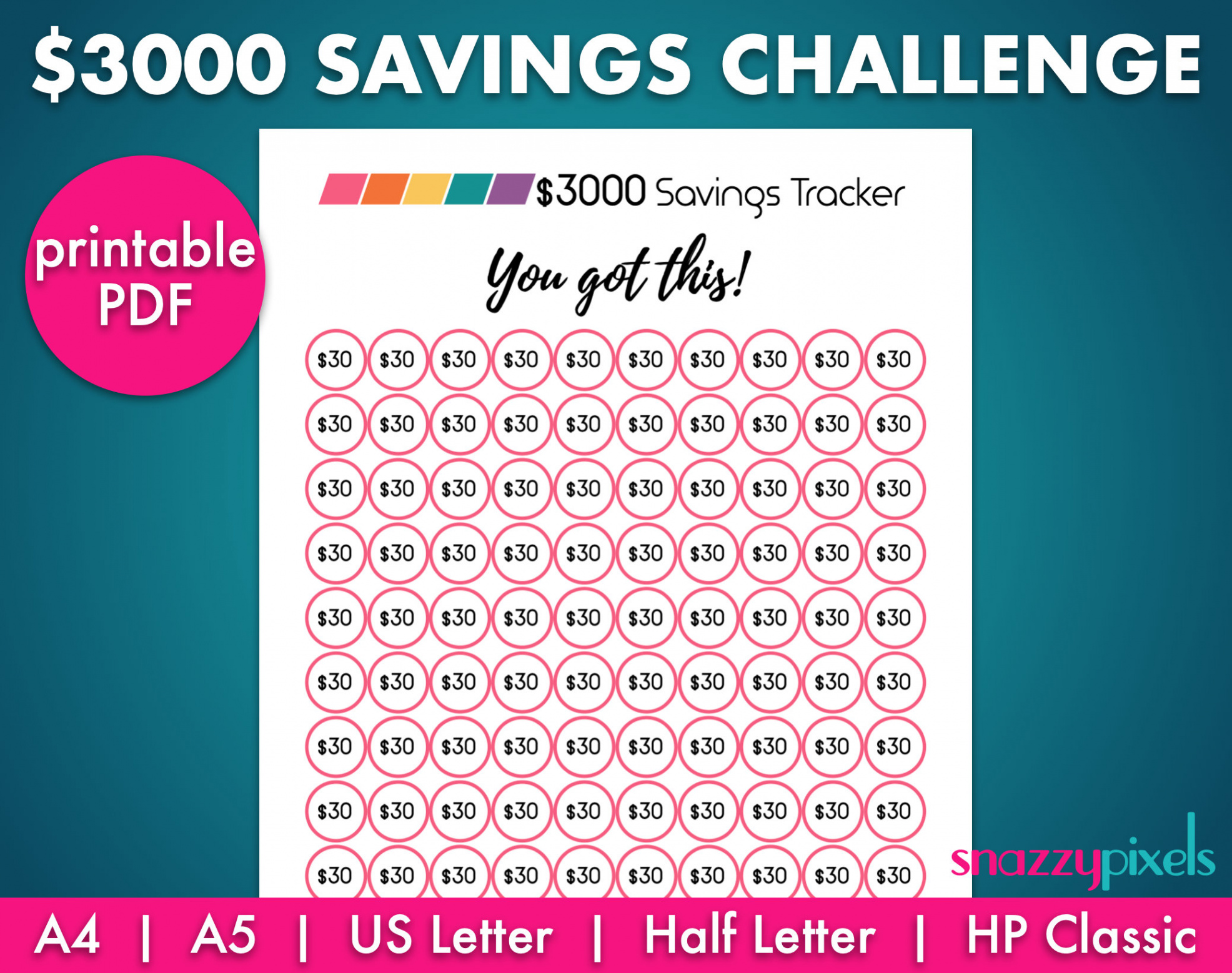 Savings Challenge druckbare PDF k Savings Tracker - Etsy