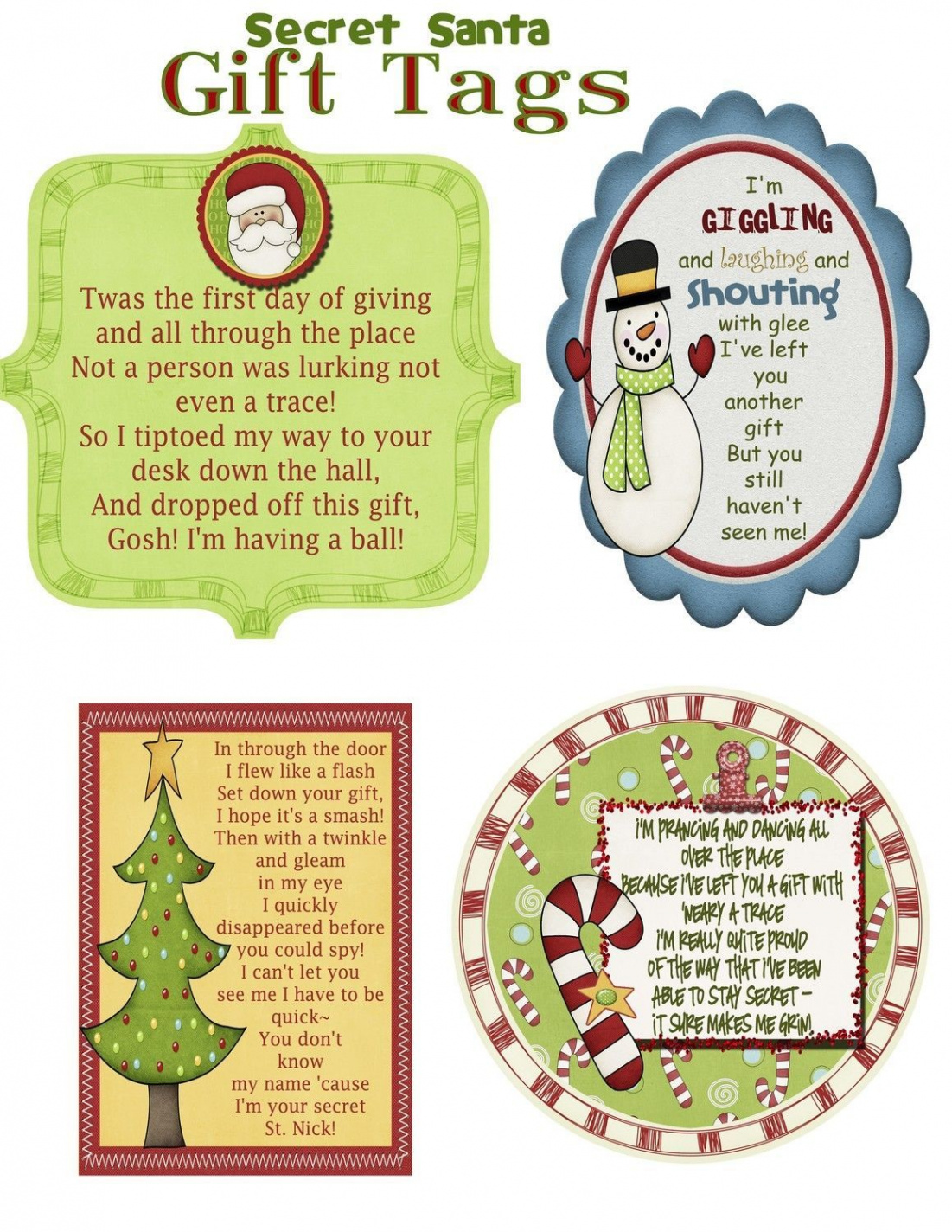 Secret santa gift tags  Santa gift tags, Secret santa note