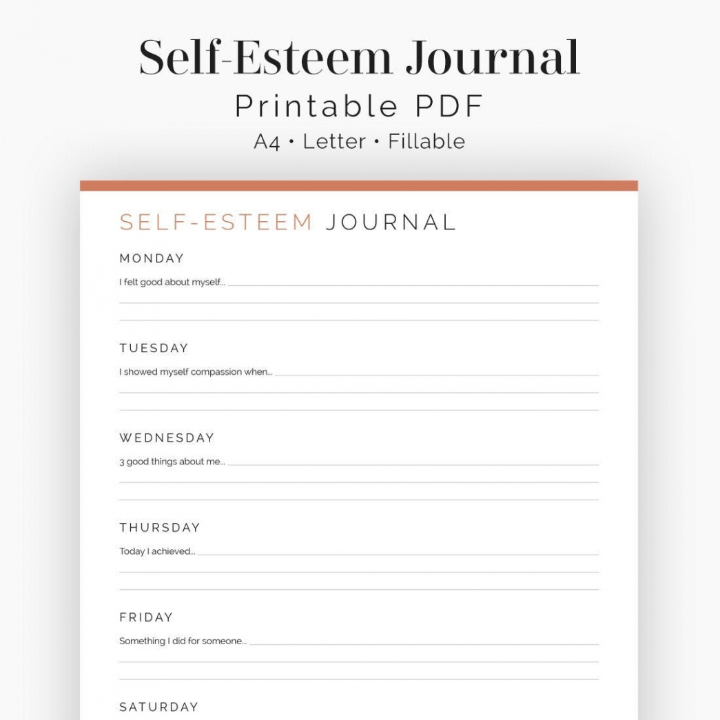 Self-Esteem Journal Fillable Printable PDF Journaling - Etsy