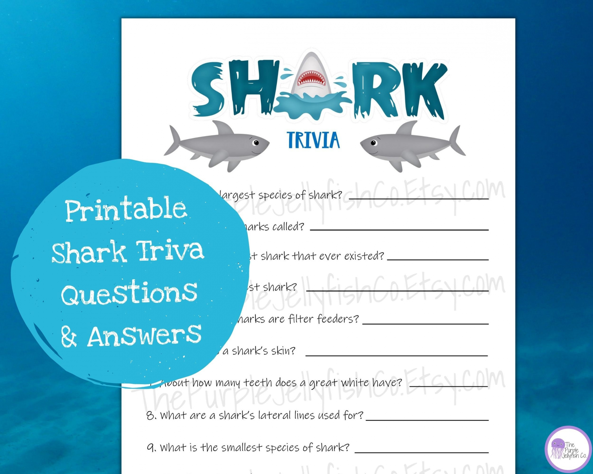 Shark Trivia Questions and Answers Printable Trivia for Kids - Etsy