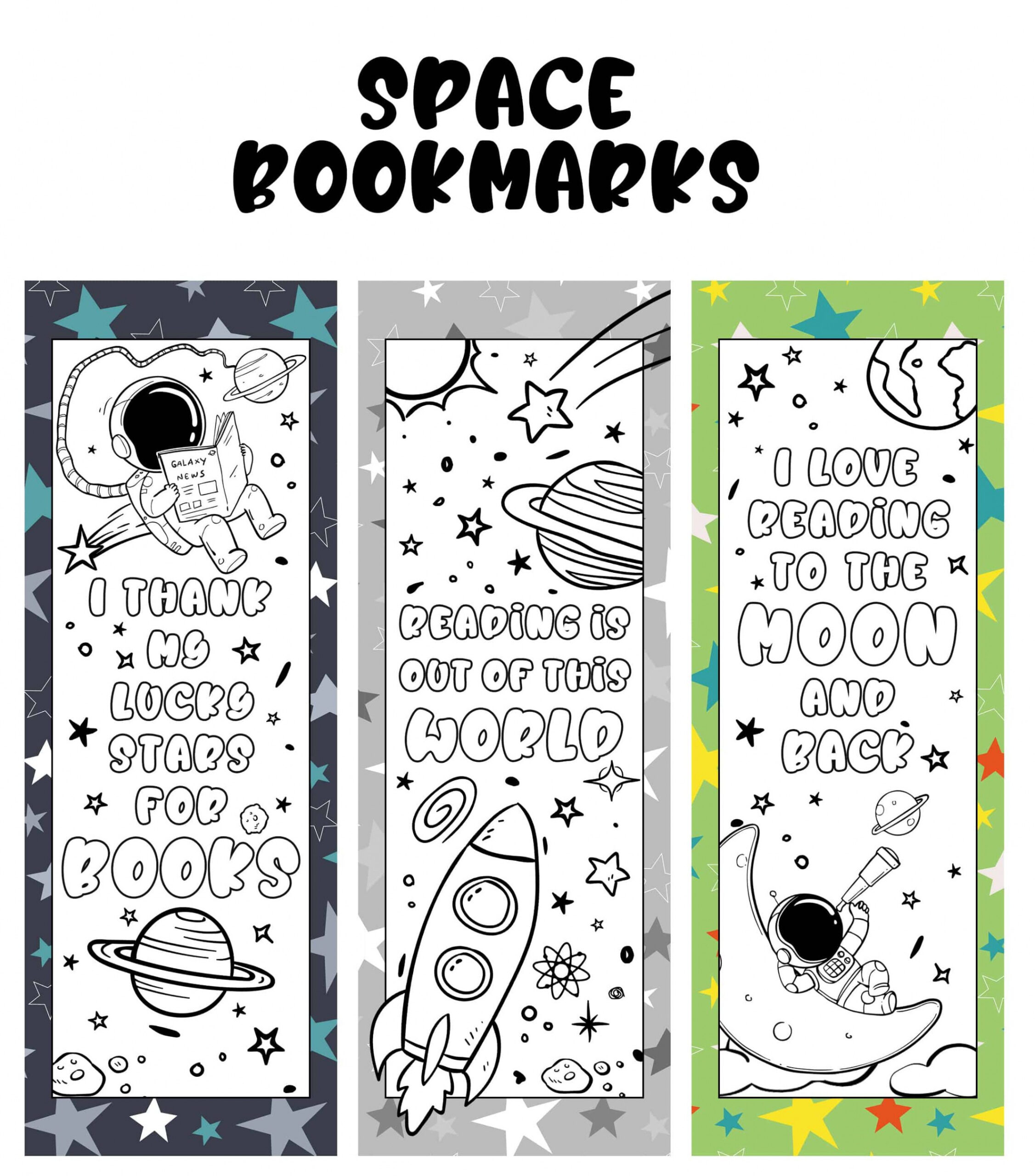 Space Printable Bookmarks to Color - Views From a Step Stool