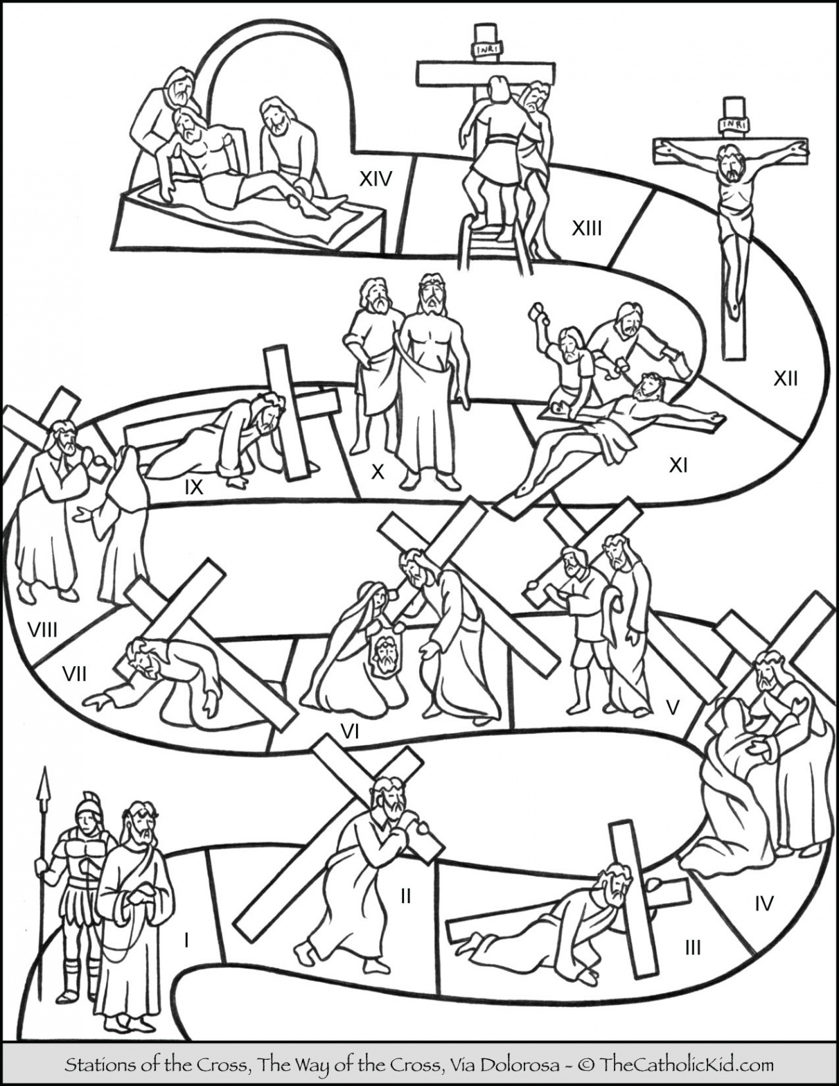 Stations of the Cross for Kids - Catholic Coloring Page Downloads