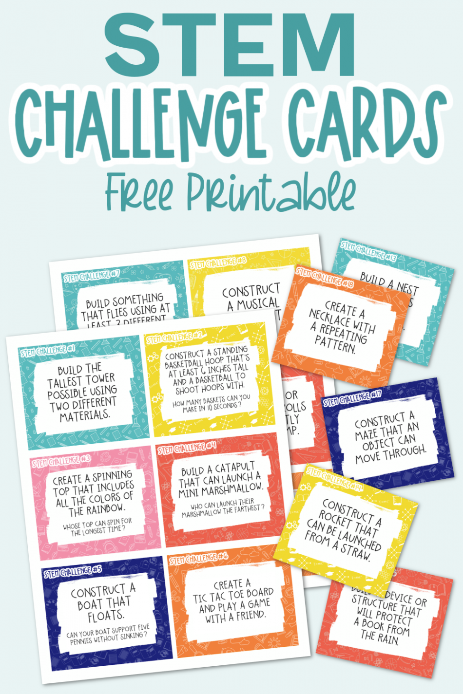 STEM Challenge Cards - Free Printable - Kara Creates