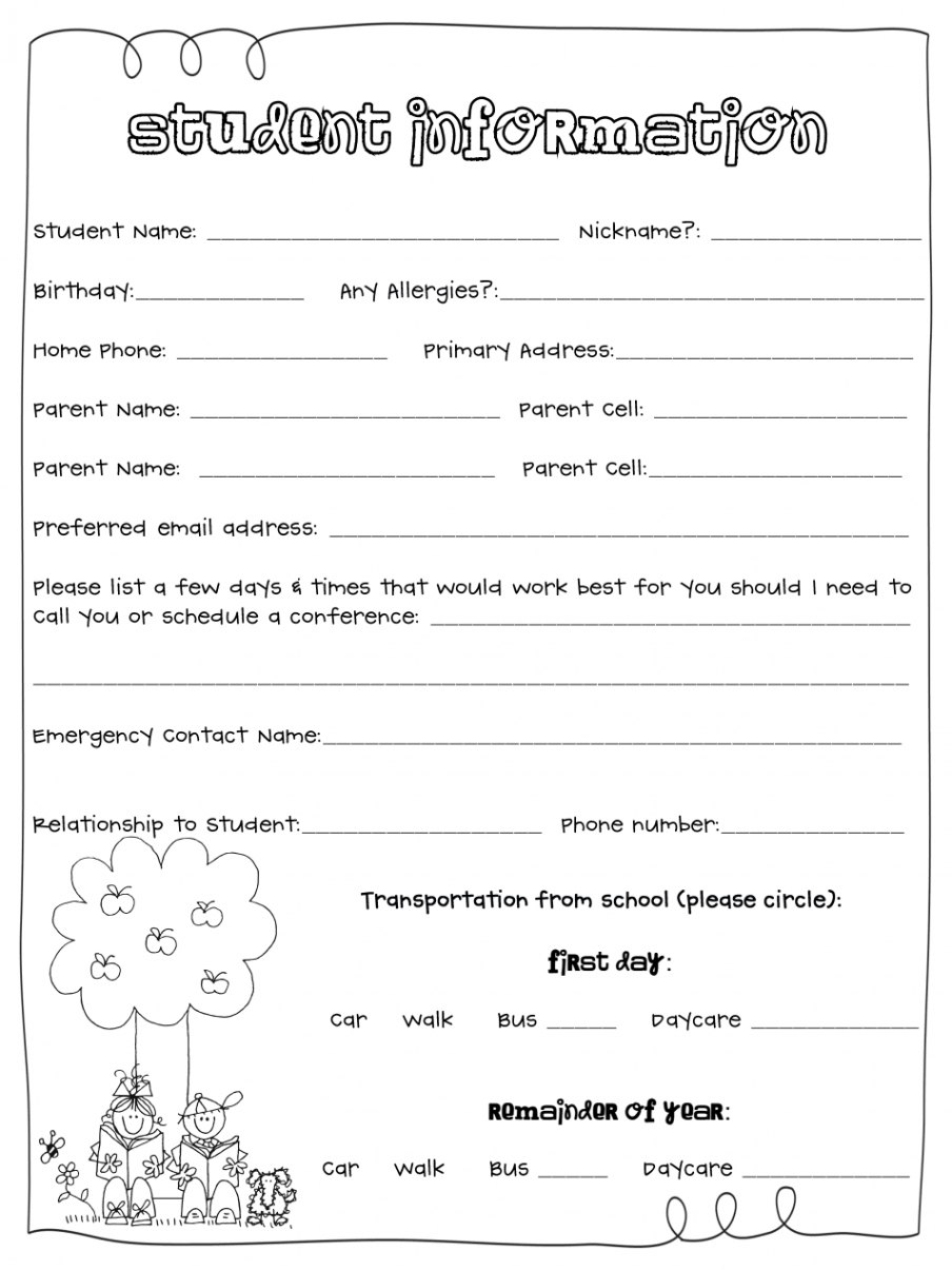 Student Information Sheet