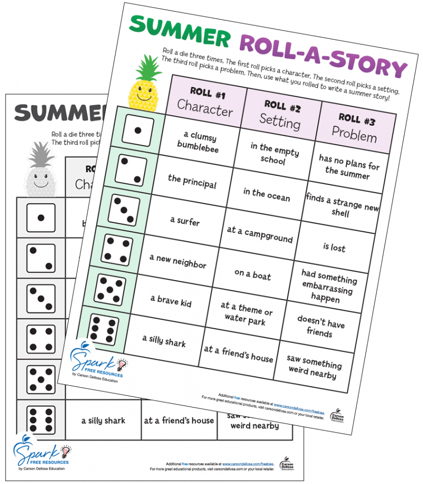 Summer Roll-A-Story Free Printable  Carson Dellosa