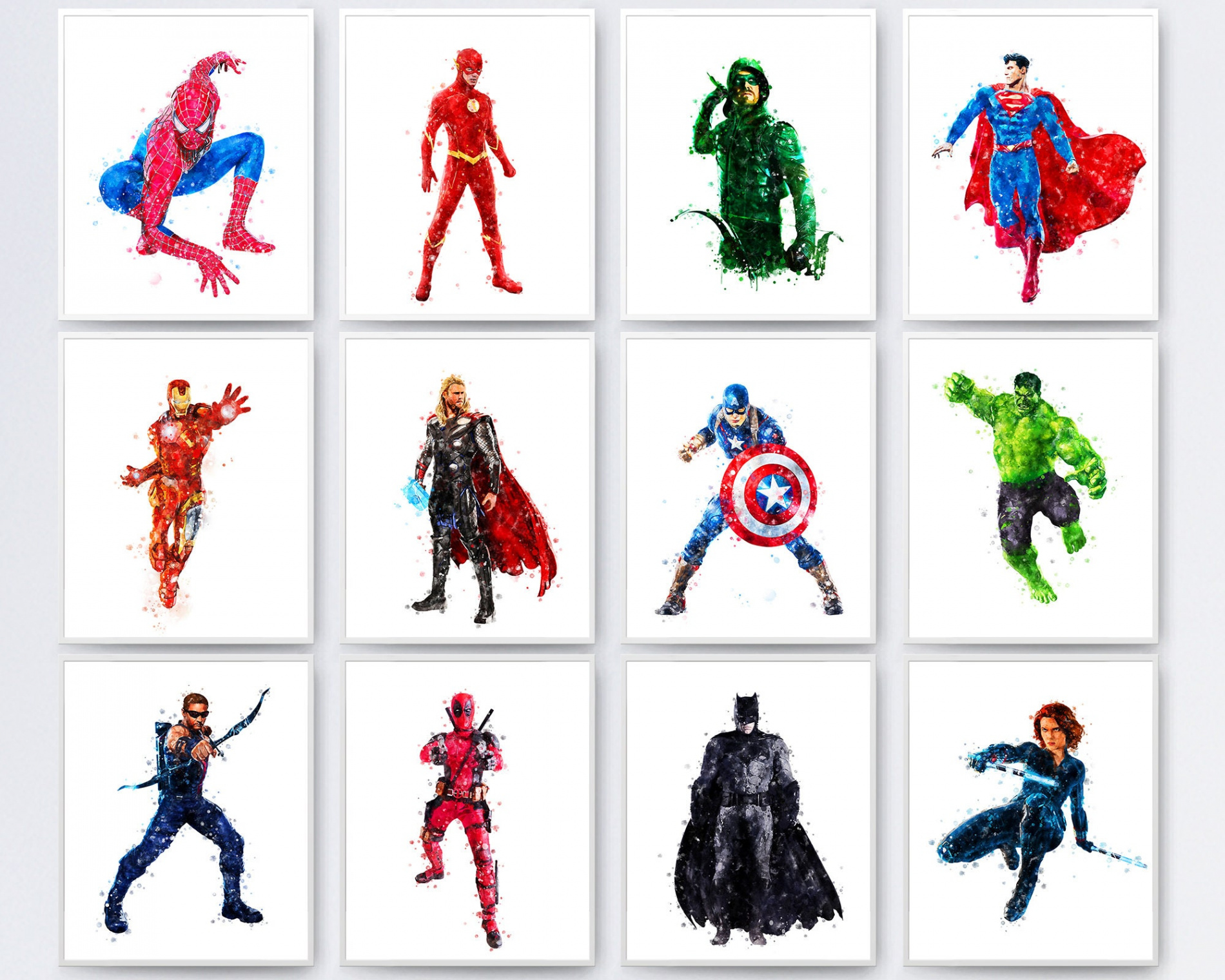 Superhero Print Set of  Superhero Wall Art Avengers Poster