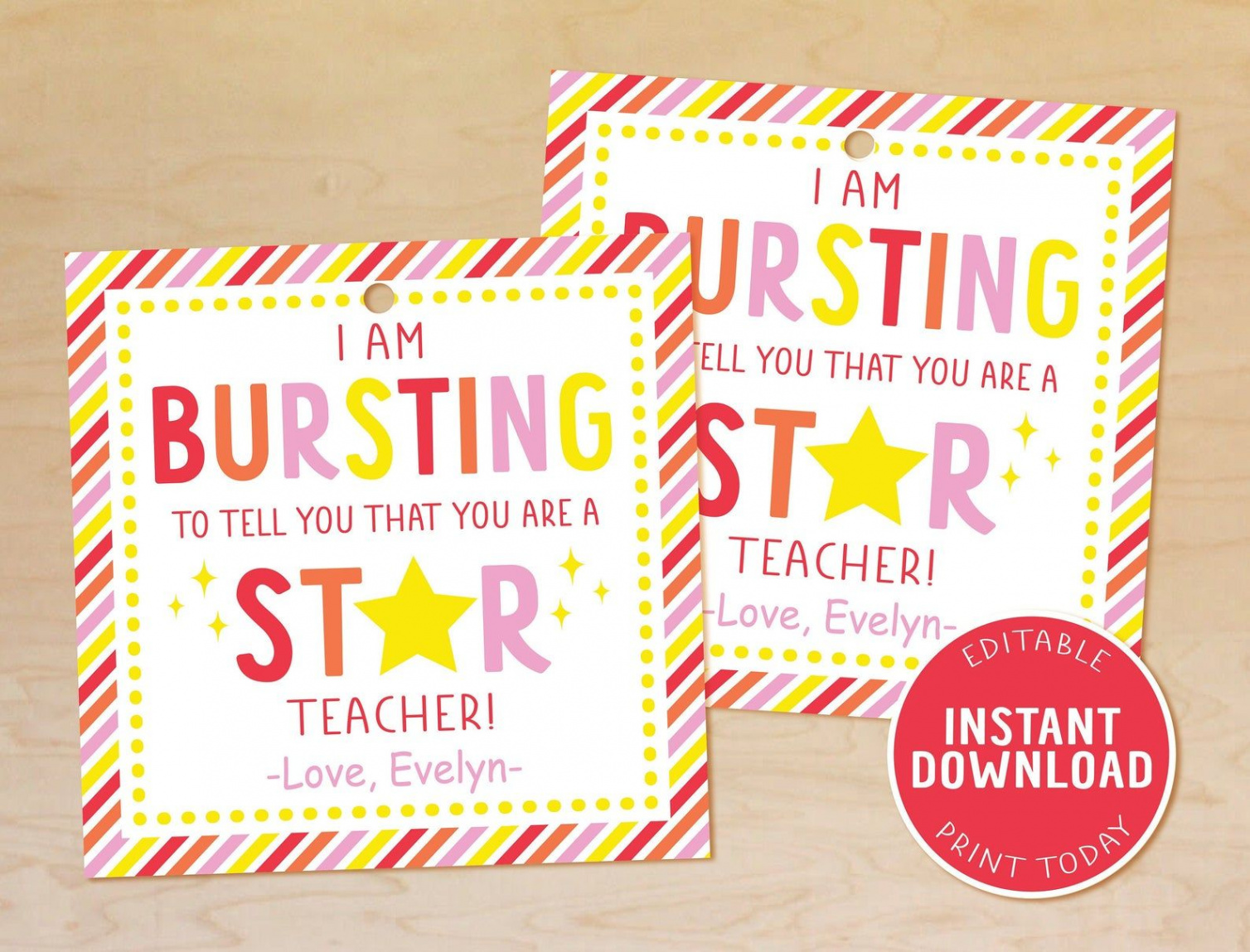 Teacher Appreciation Gift Tag Starburst Gift Tags Teacher - Etsy