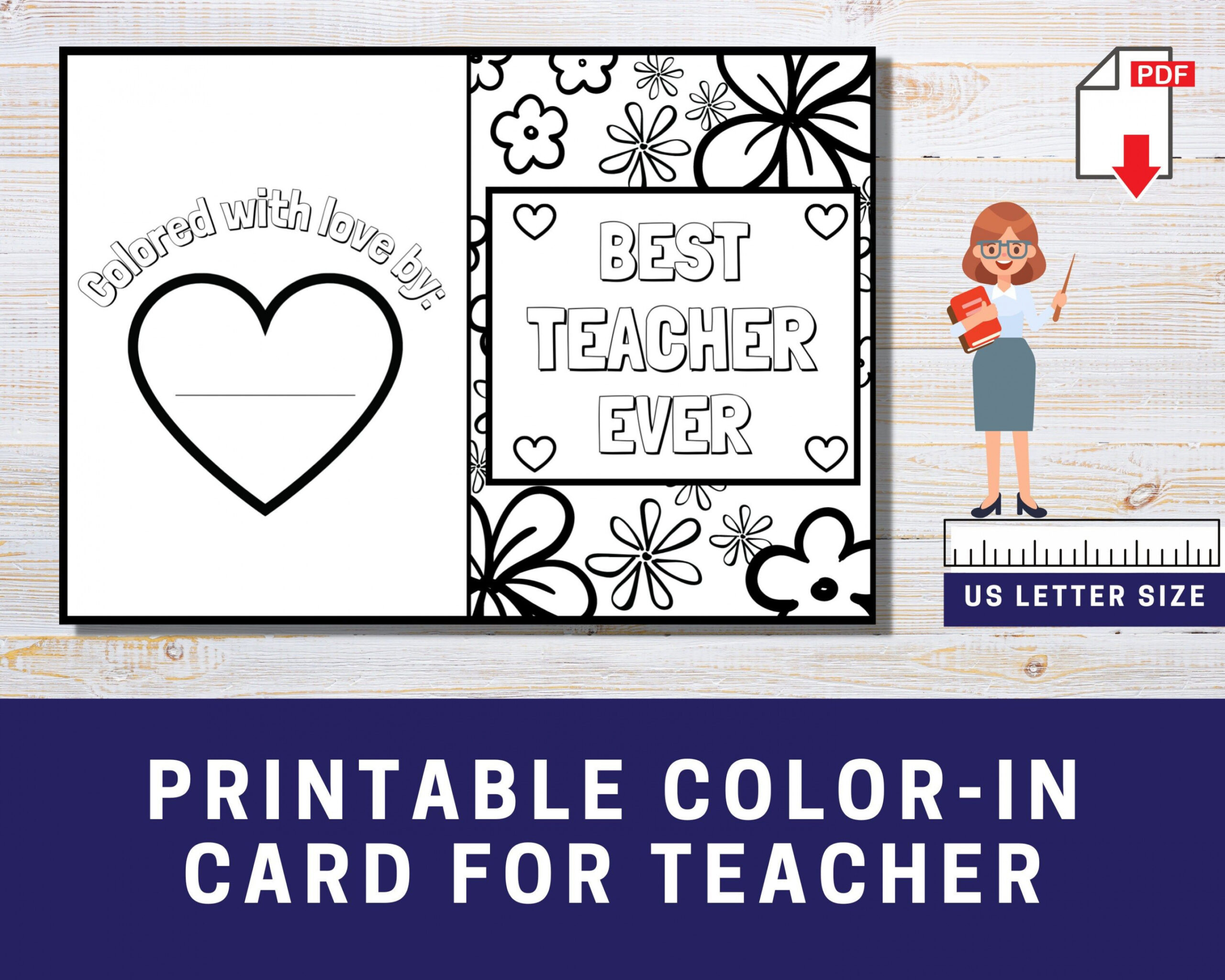 Teacher Appreciation Week Printable Card Best Teacher Ever - Etsy