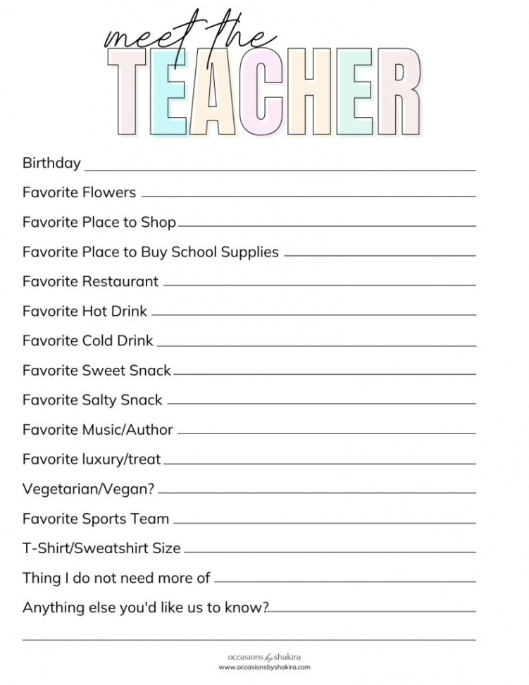 Teacher Survey Free Download – Occasions by Shakira