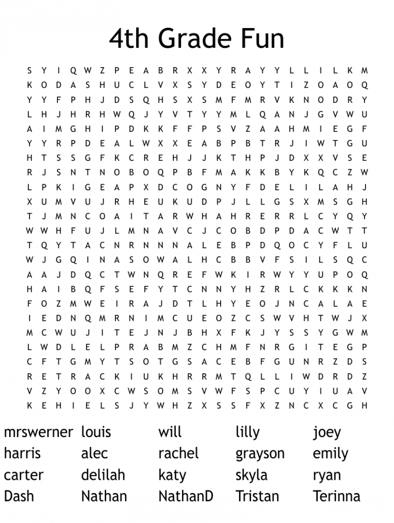 th Grade Fun Word Search - WordMint