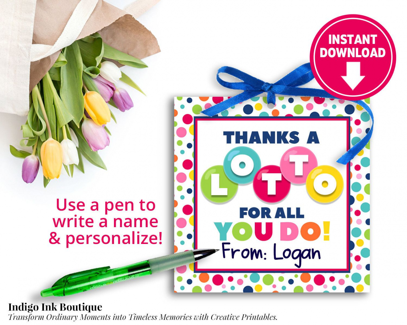 Thanks a Lotto for All You Do Favor Tag INSTANT DOWNLOAD - Etsy