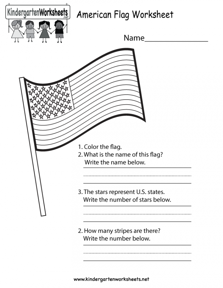 This is an American flag worksheet for kindergarteners