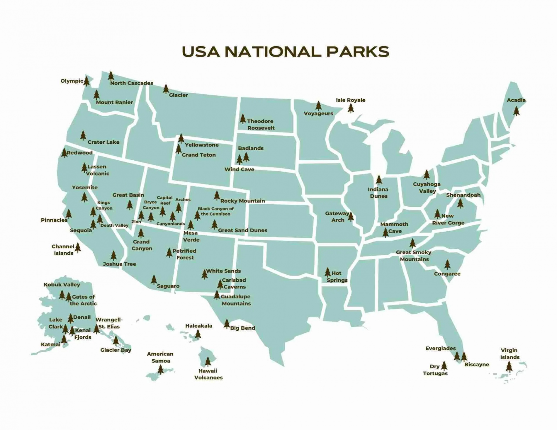 US National Parks List & Map (+ Printable Checklist & Map)