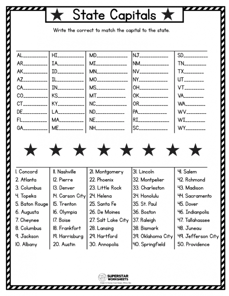 USA Map Worksheets - Superstar Worksheets