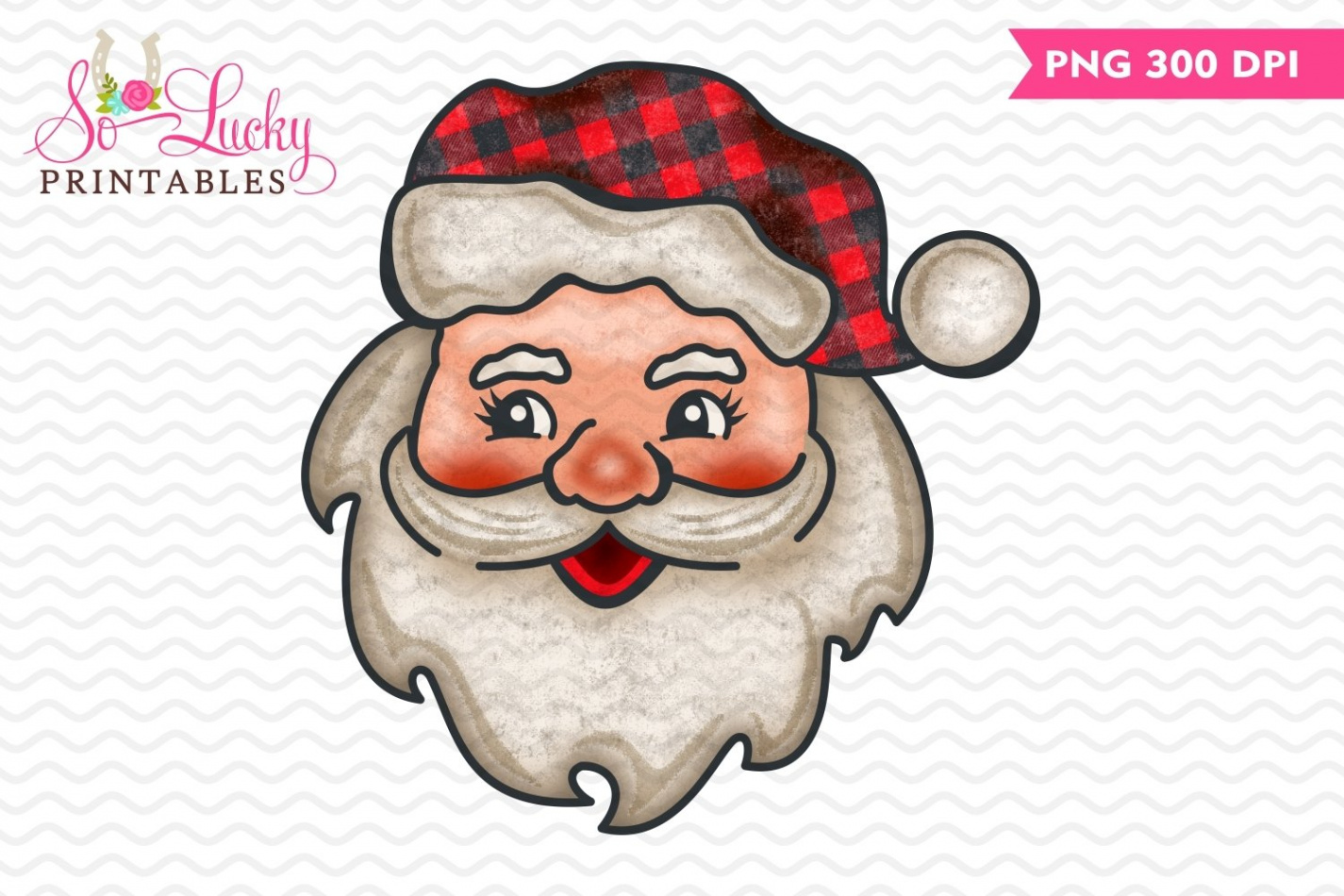 Vintage Santa face Christmas printable sublimation ()