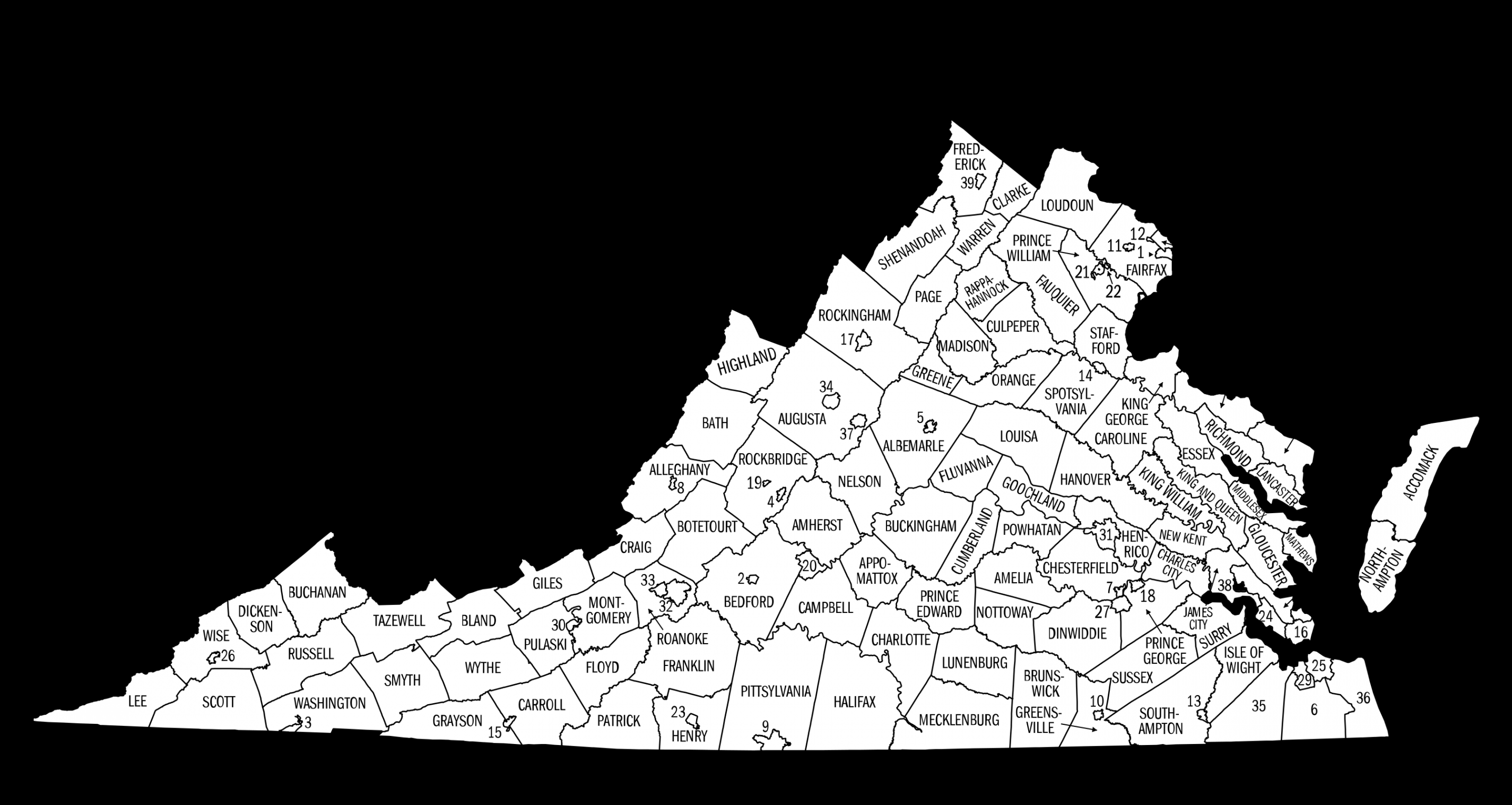 Virginia County Map (Printable State Map with County Lines) – DIY