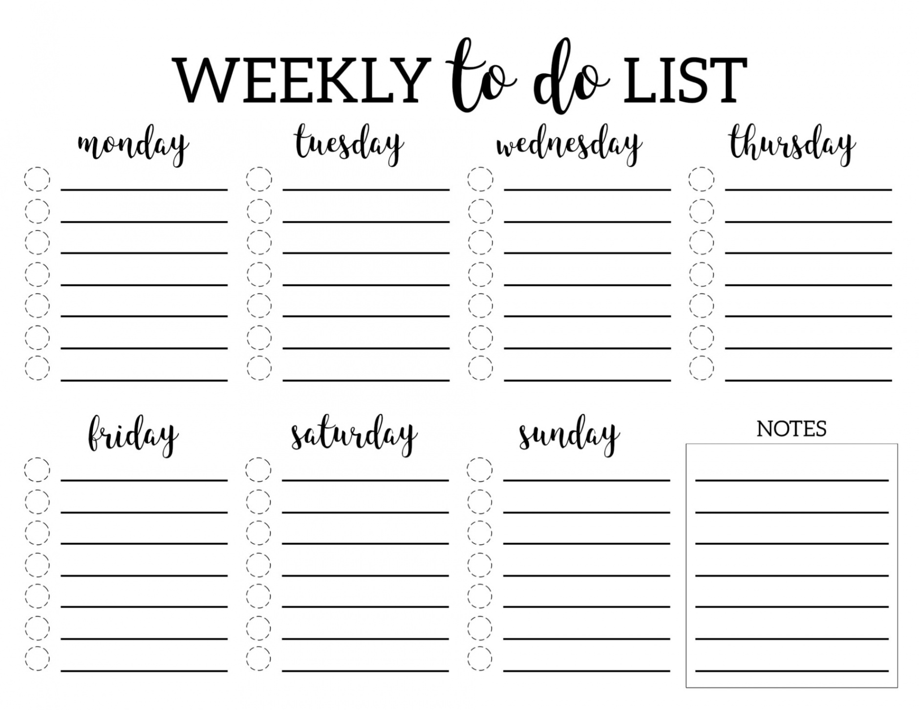 Weekly To Do List Printable Checklist Template - Paper Trail Design