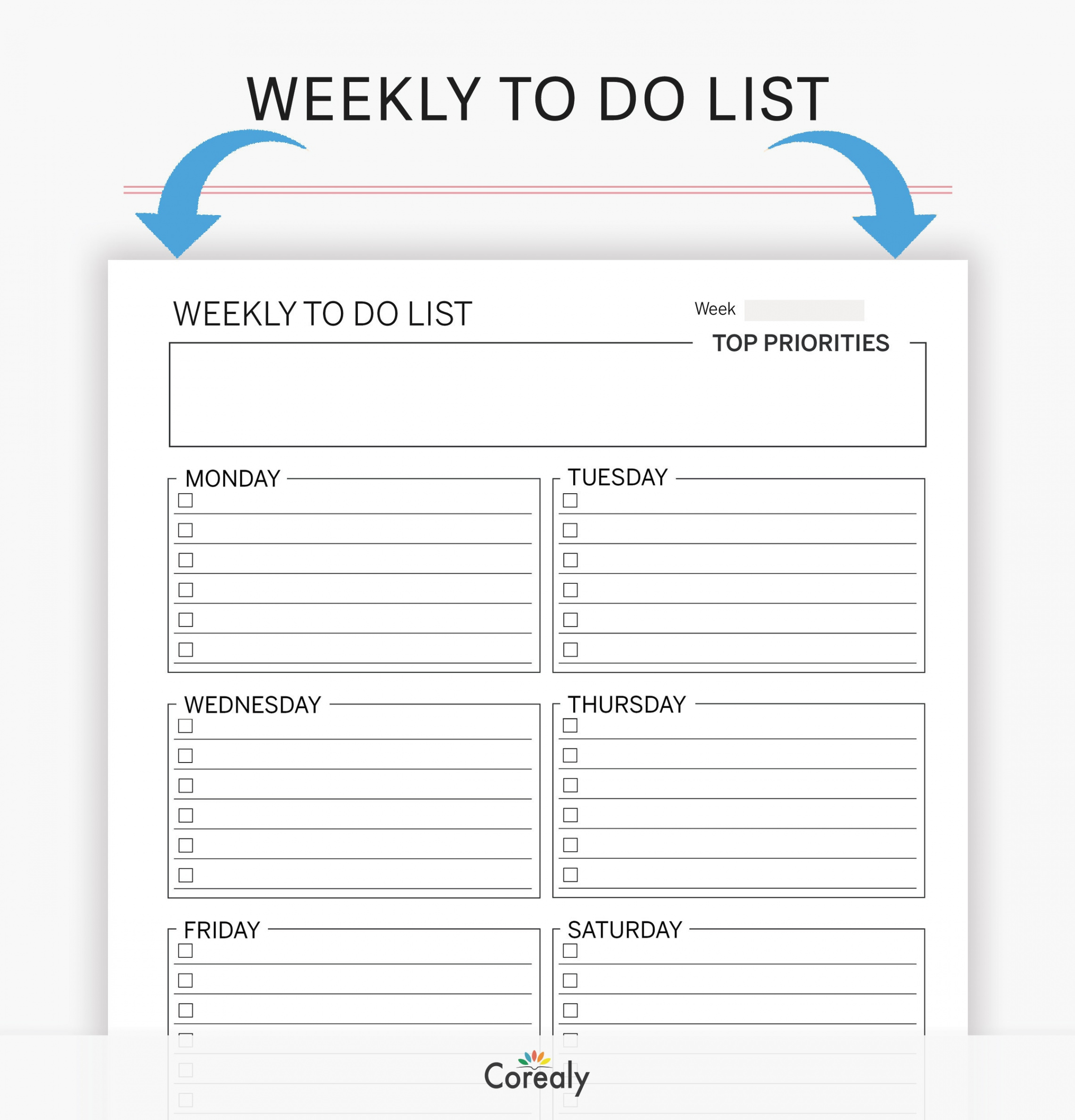 Weekly to Do List Printable PDF Template Fillable Weekly - Etsy