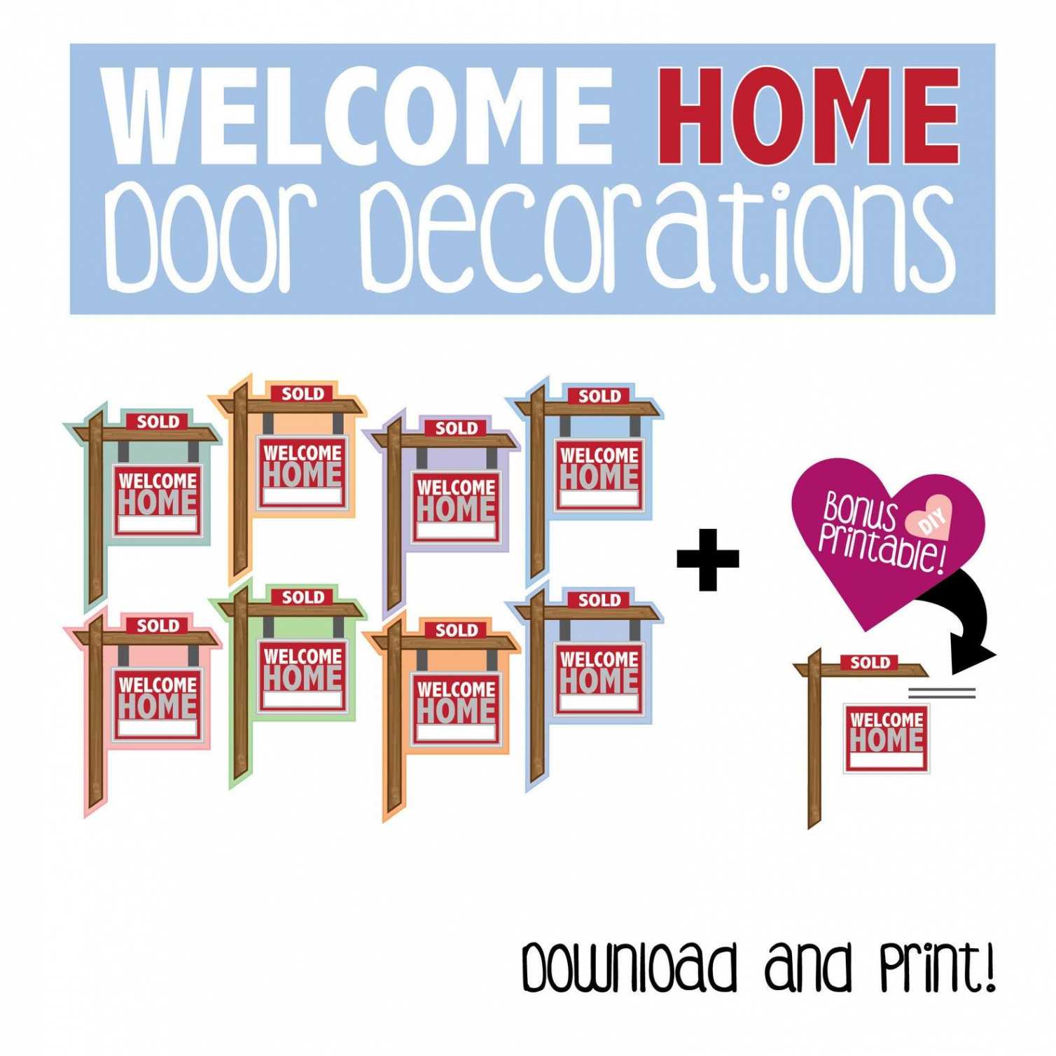 Welcome Home Door Decoration / Printable / Home / Sign / Door