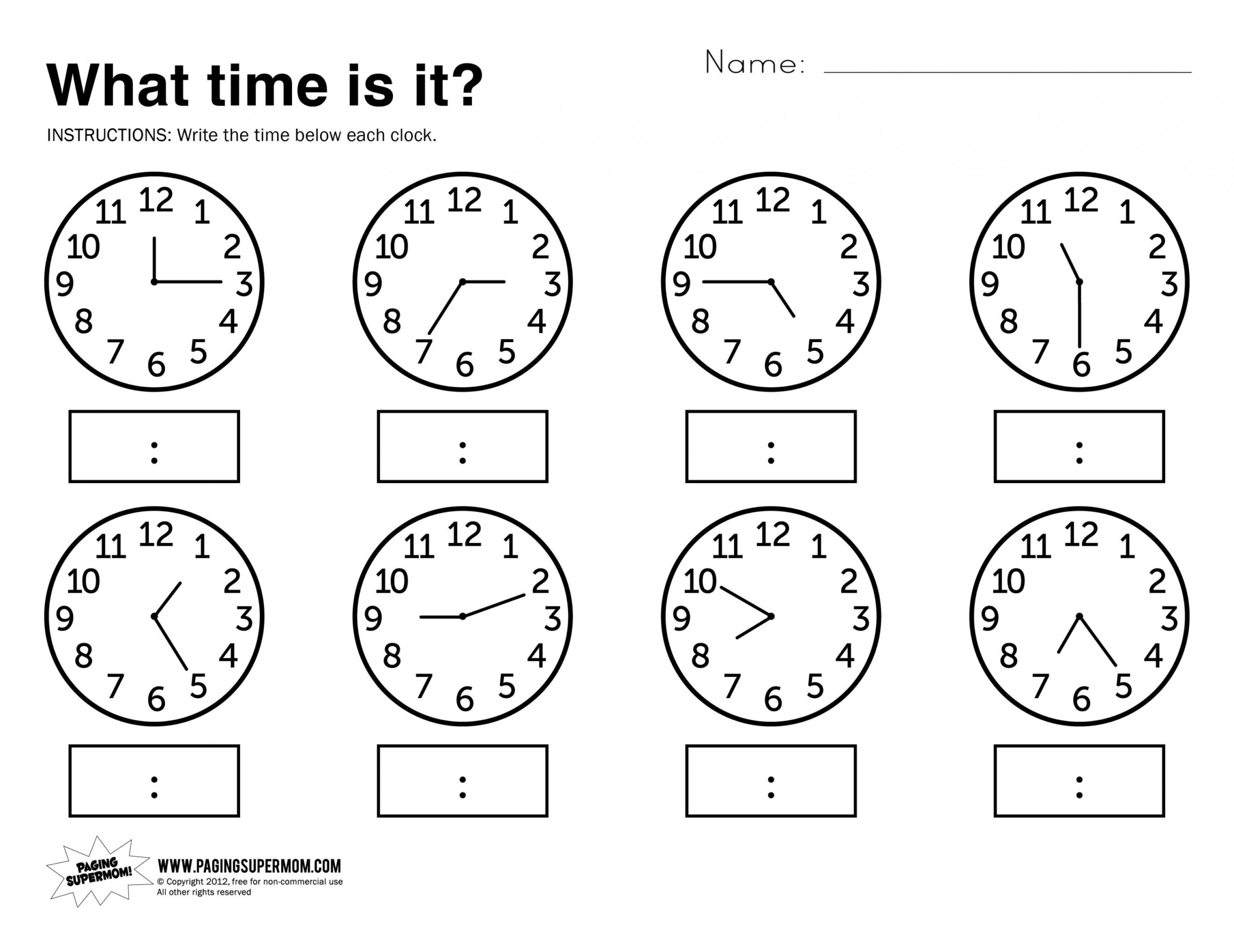 What Time Is It Printable Worksheet  Time worksheets, Telling