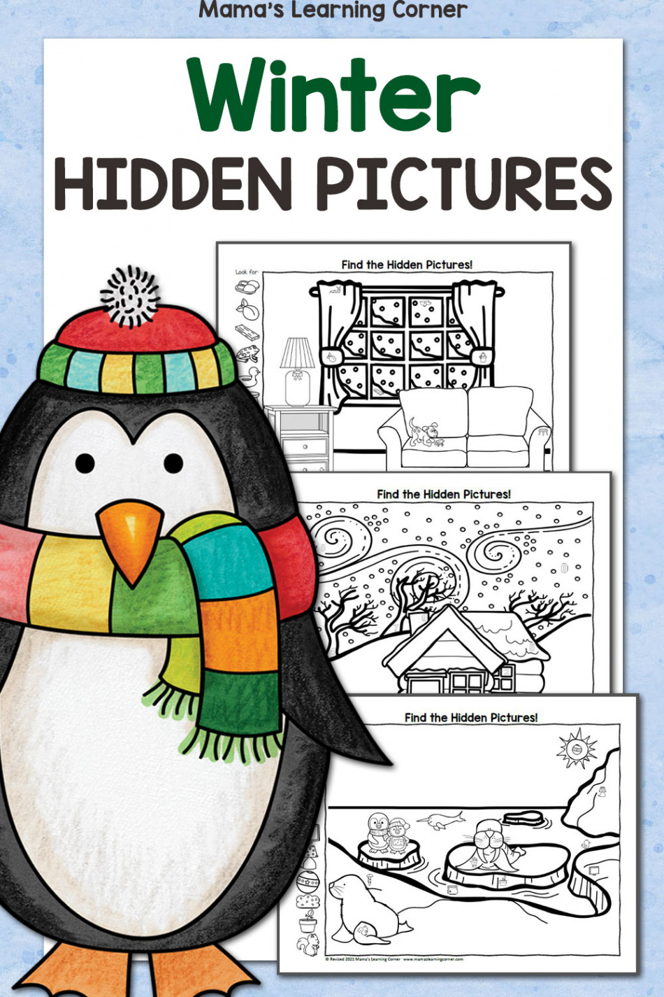 Winter Hidden Picture Worksheets - Mamas Learning Corner