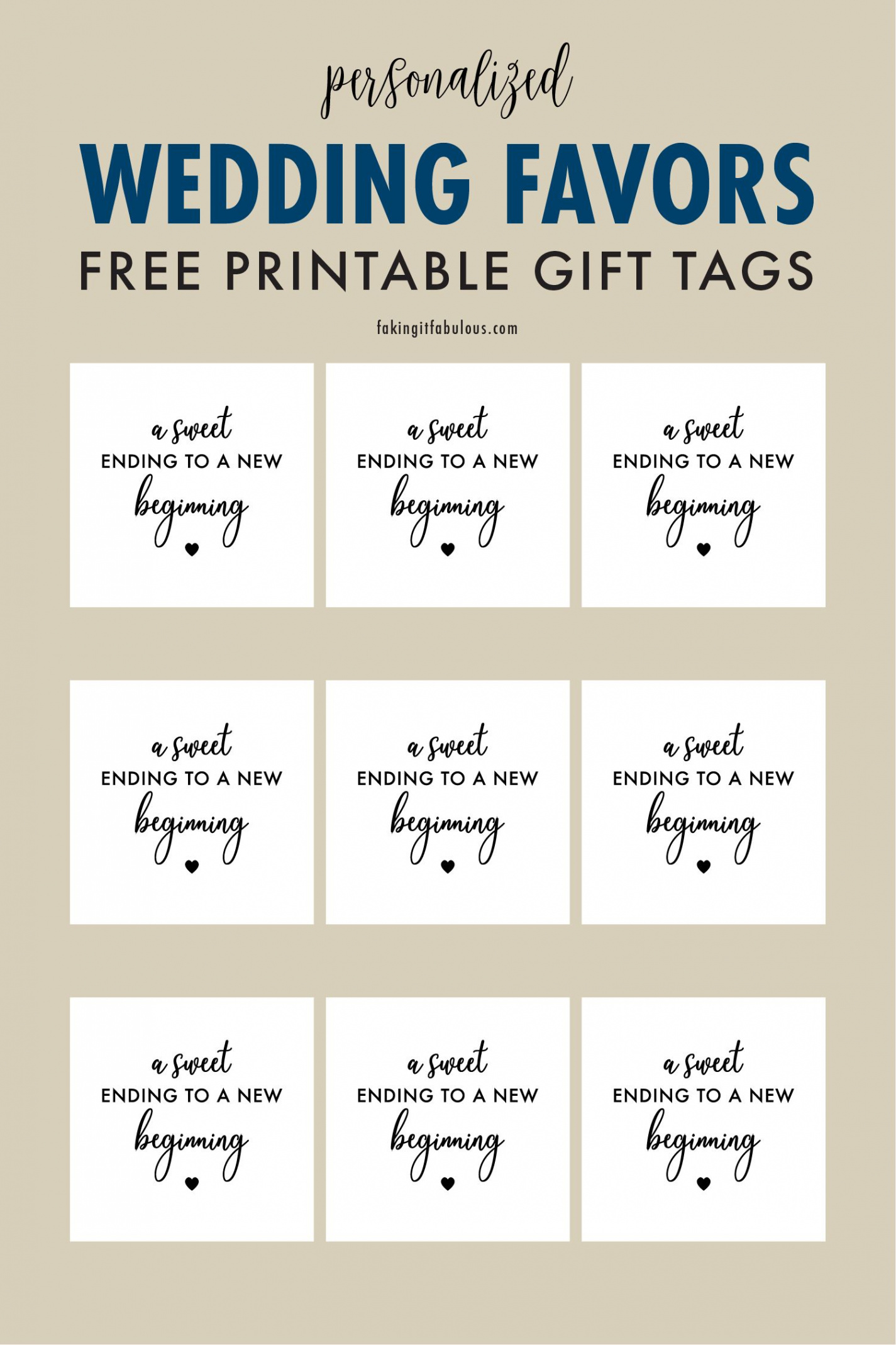 A Sweet Ending to a New Beginning Free Printable Gift Tags  Free