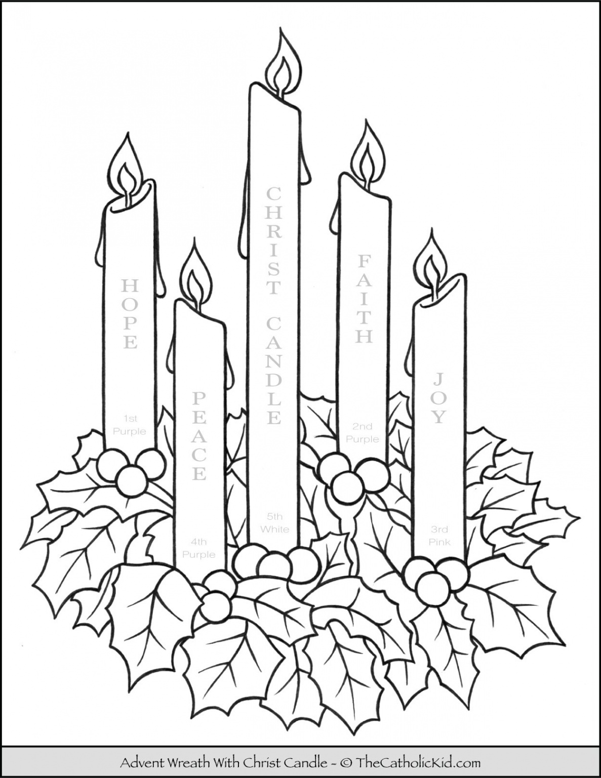 Advent Wreath Coloring Page With Candle Names & Meanings