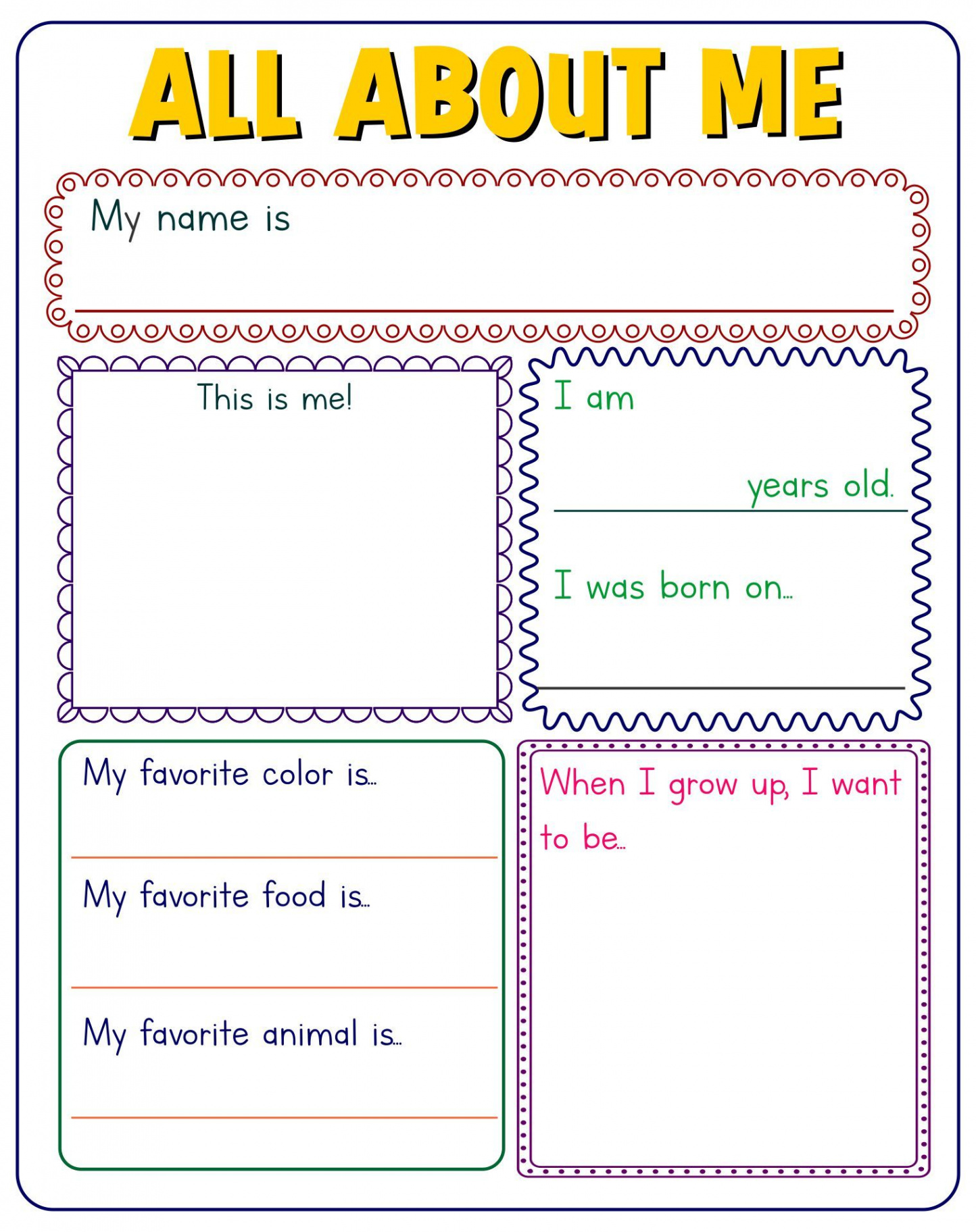 All About Me Free Printable Poster  All about me printable, All