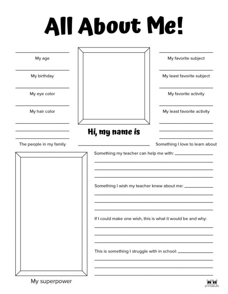 All About Me Printable Worksheets -  FREE Printables  Printabulls